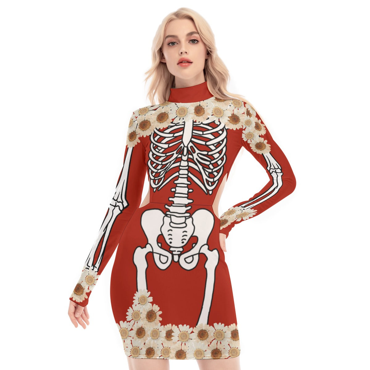Red Skeleton Dress & Pet Hoodie