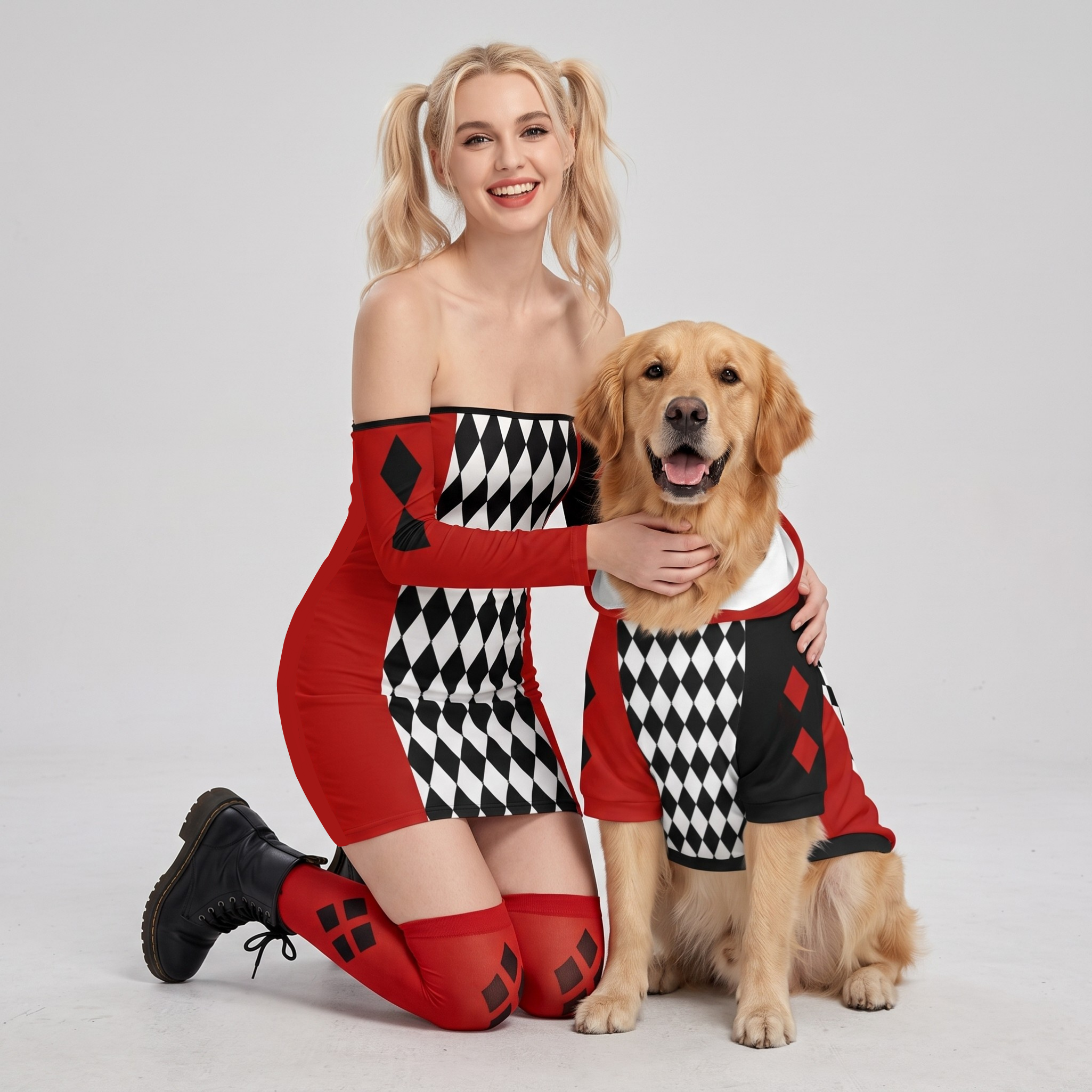 Harlequin Jester Dress & Pet Hoodie