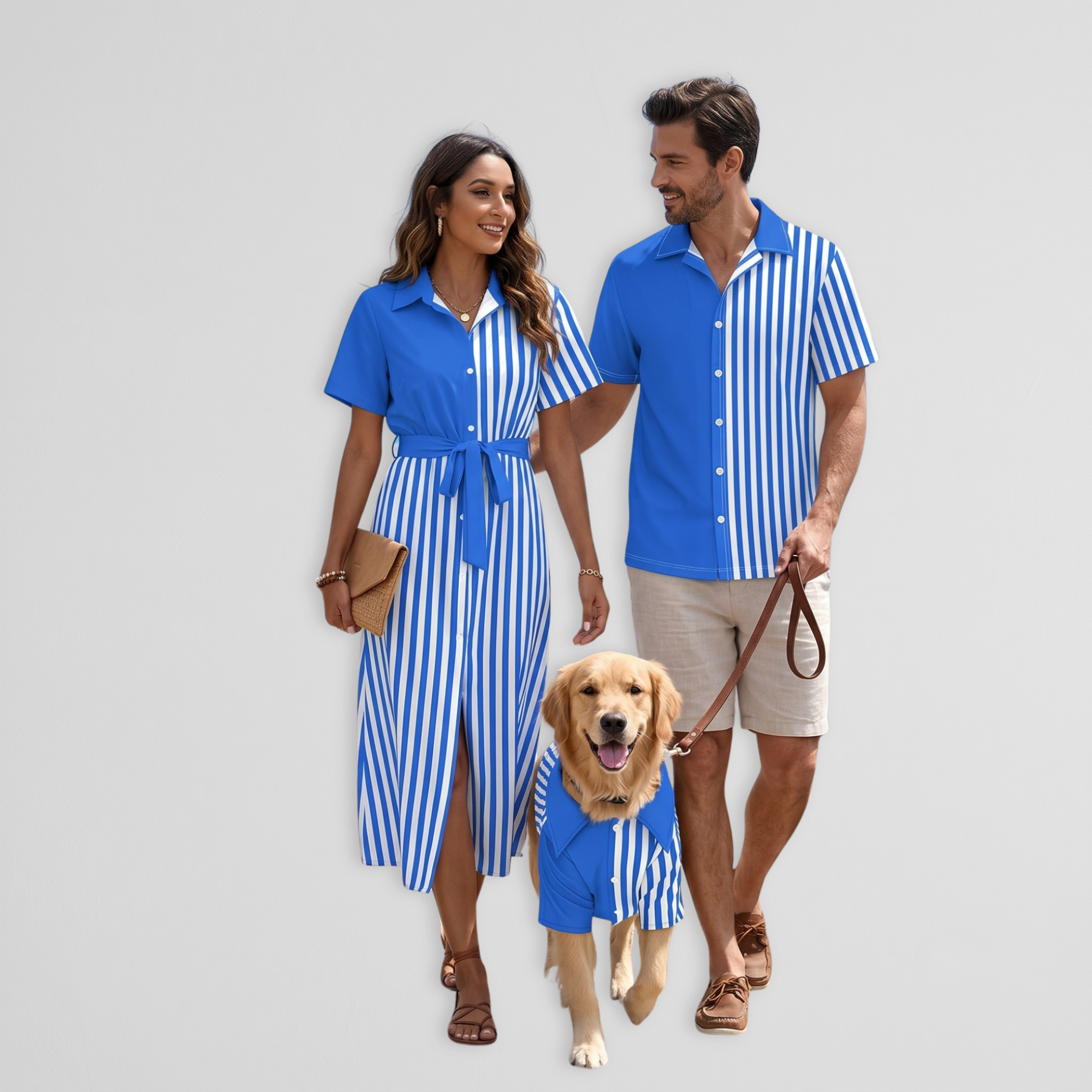 Blue Striped Set & Pet Shirt