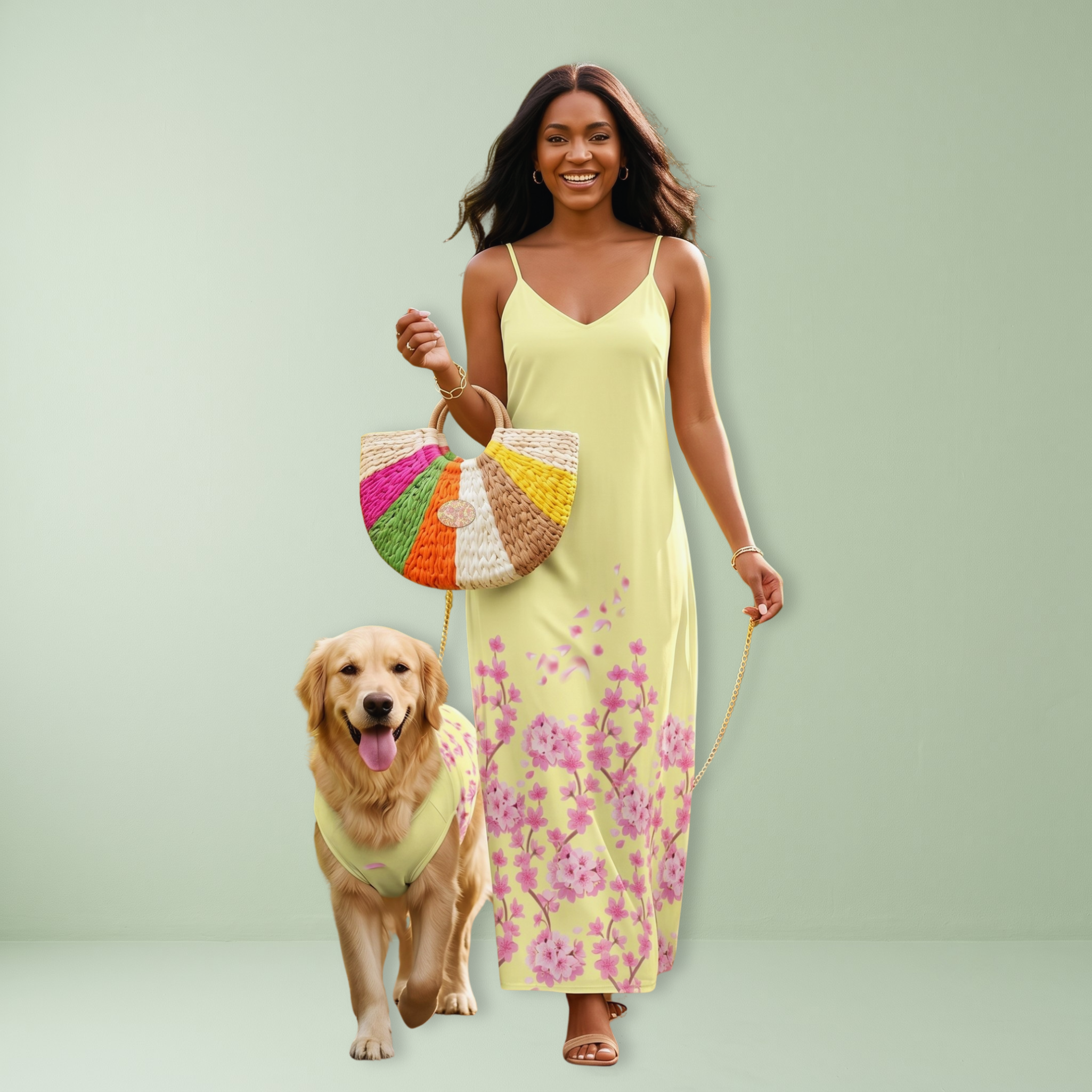 Yellow Floral Maxi Dress & Pet Tank