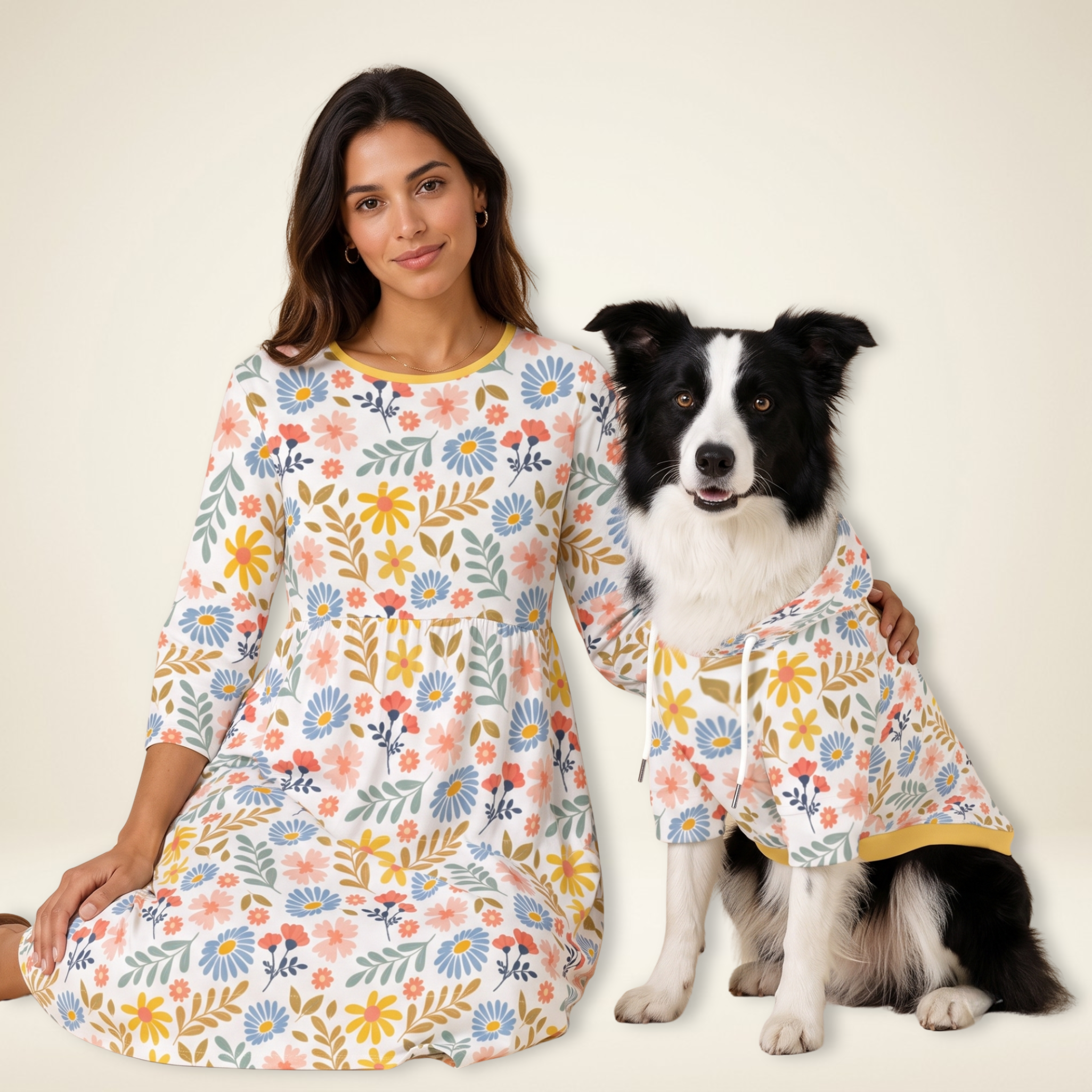 Boho Floral Dress & Pet Hoodie