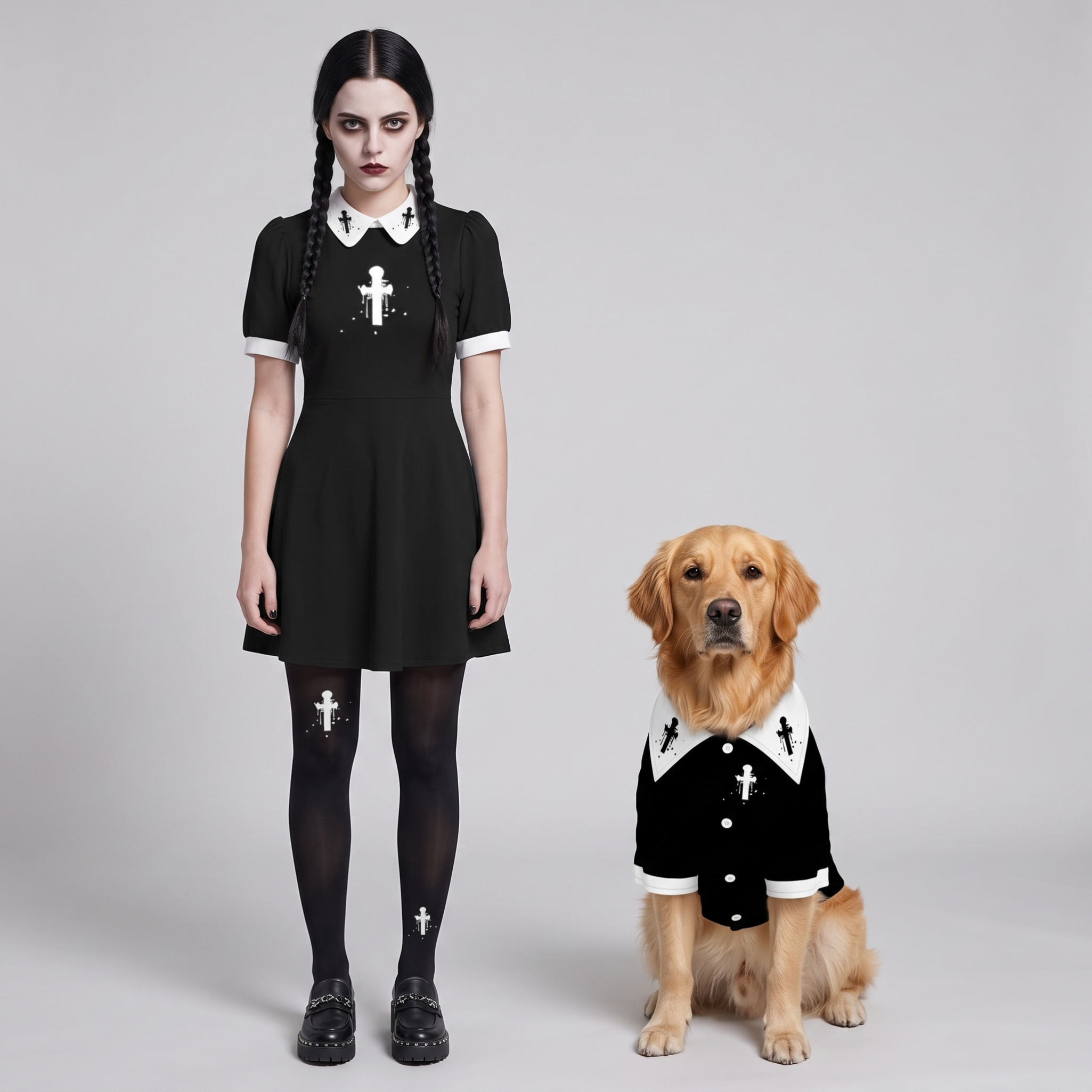 Women's Collar Dress and Pet Shirt