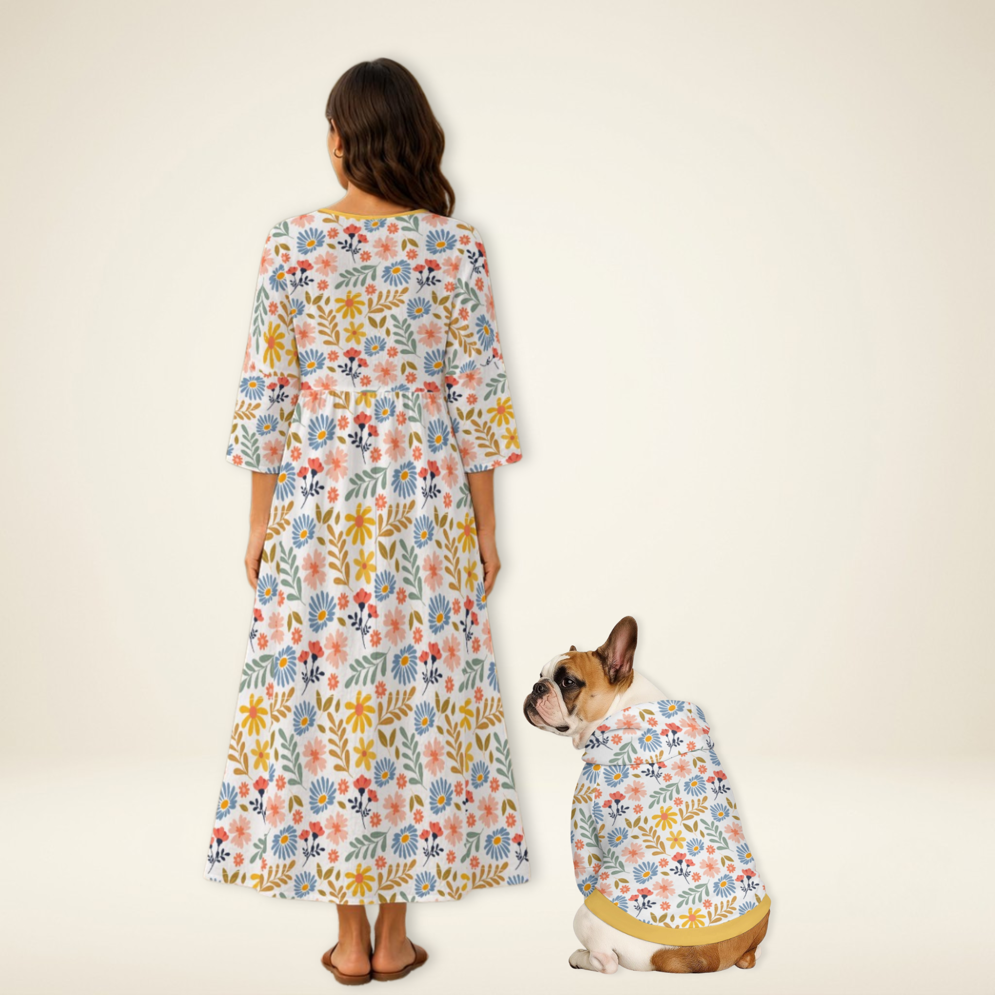 Boho Floral Dress & Pet Hoodie