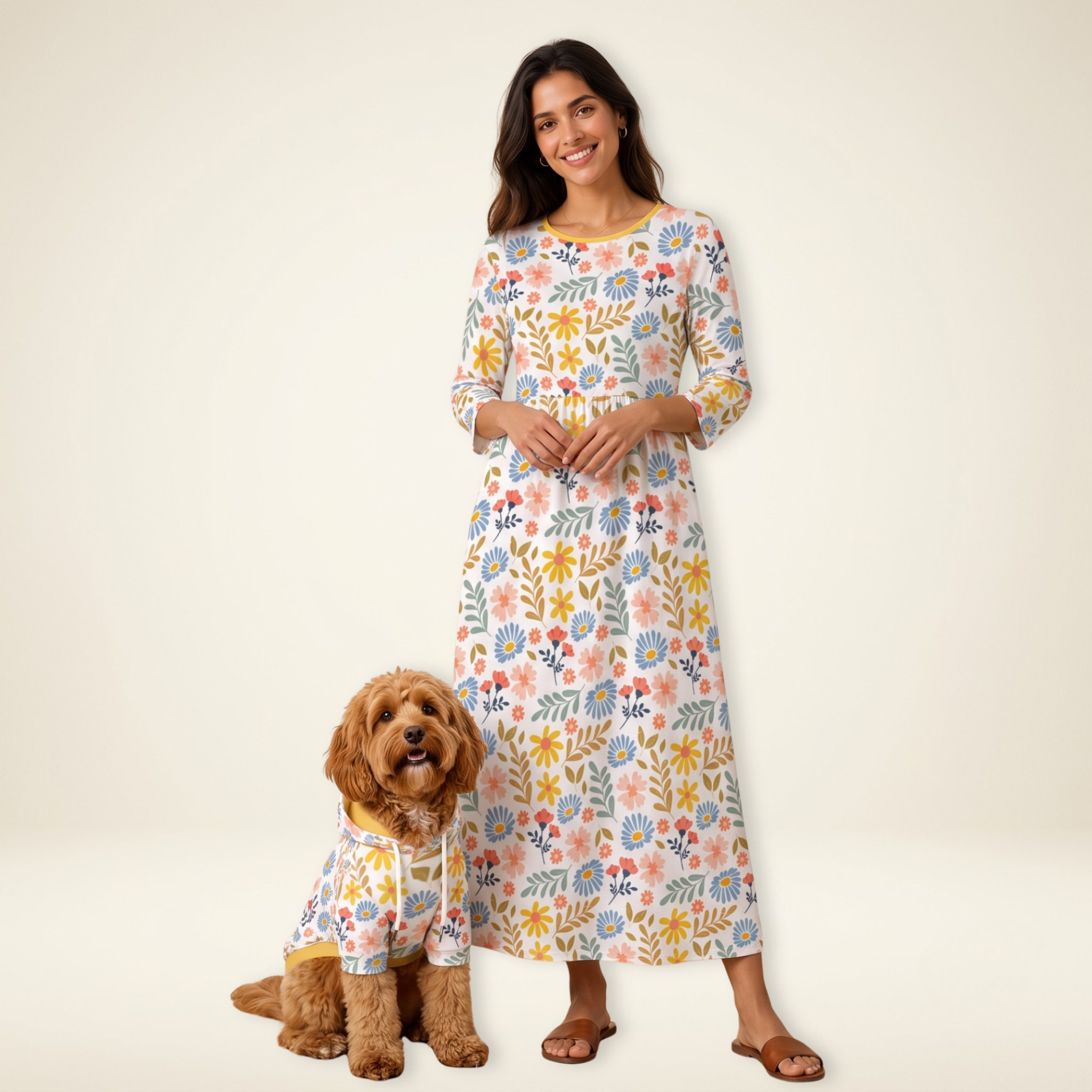 Boho Floral Dress & Pet Hoodie