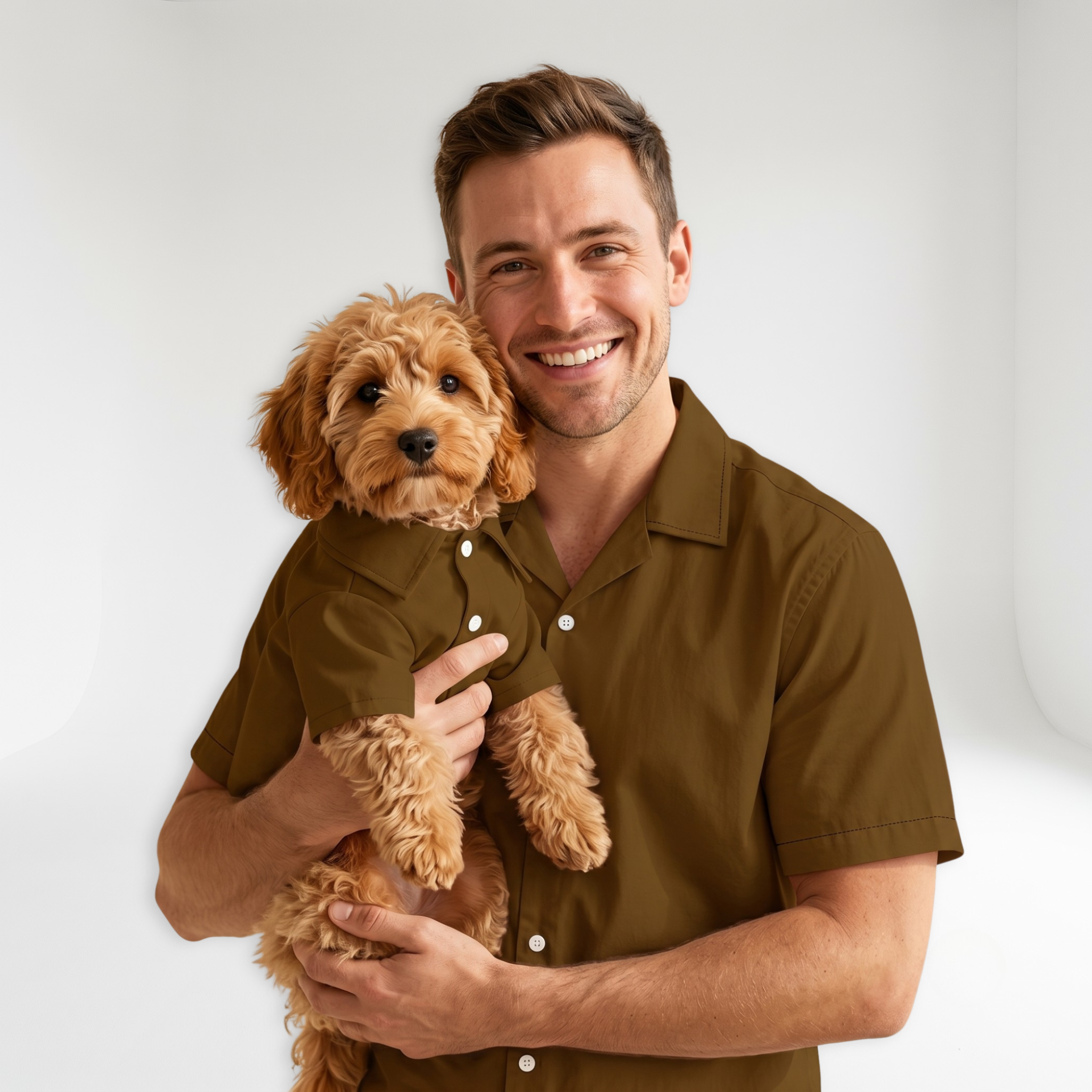 Men and Pet Brown Shirts