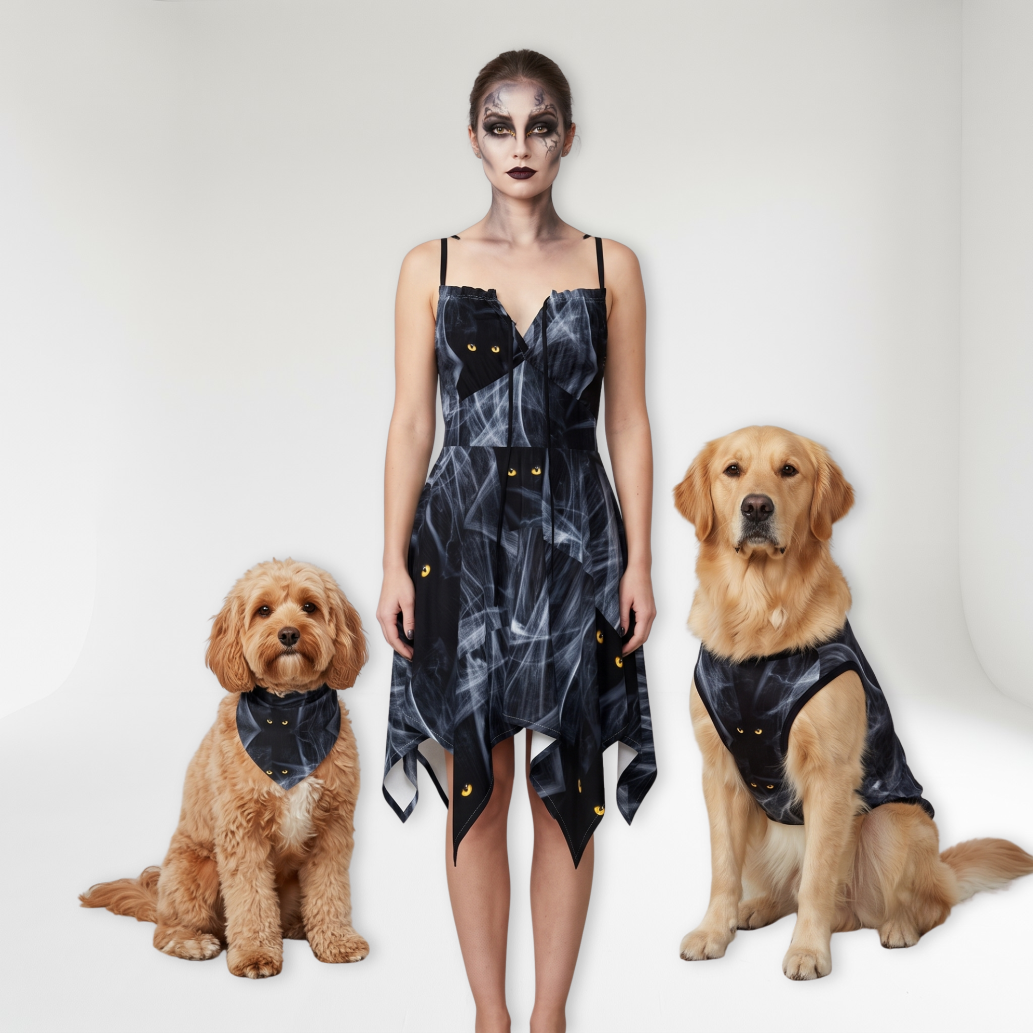 Cat eye Women's Dress, Pet Bandana and Tank