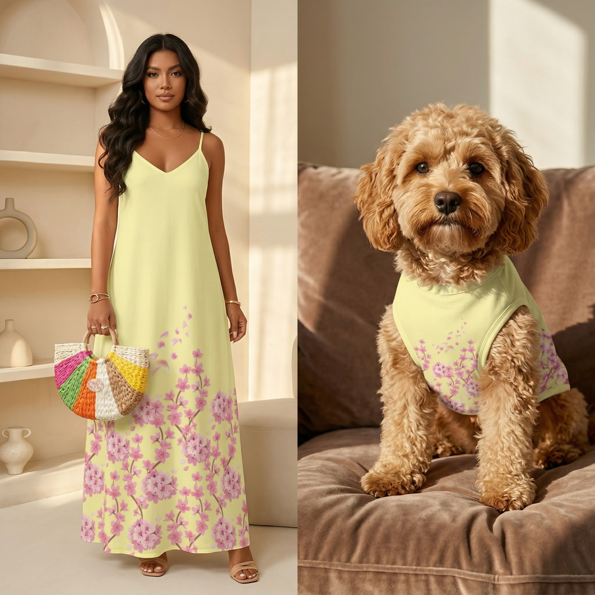 Yellow Floral Maxi Dress & Pet Tank