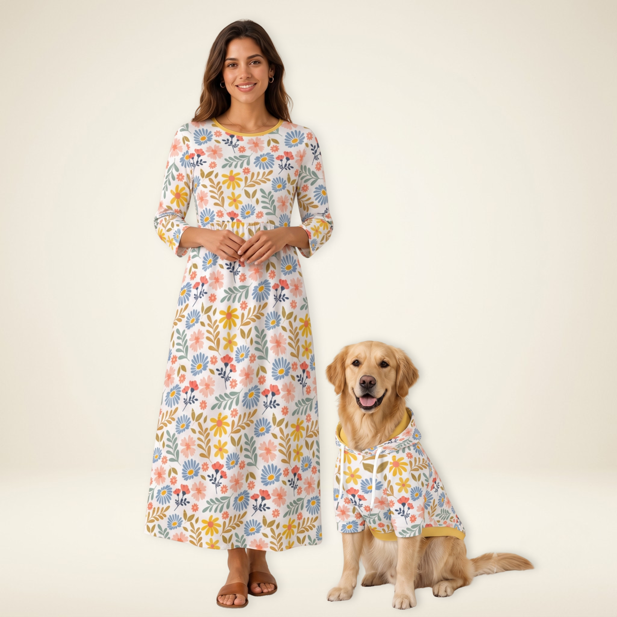 Boho Floral Dress & Pet Hoodie