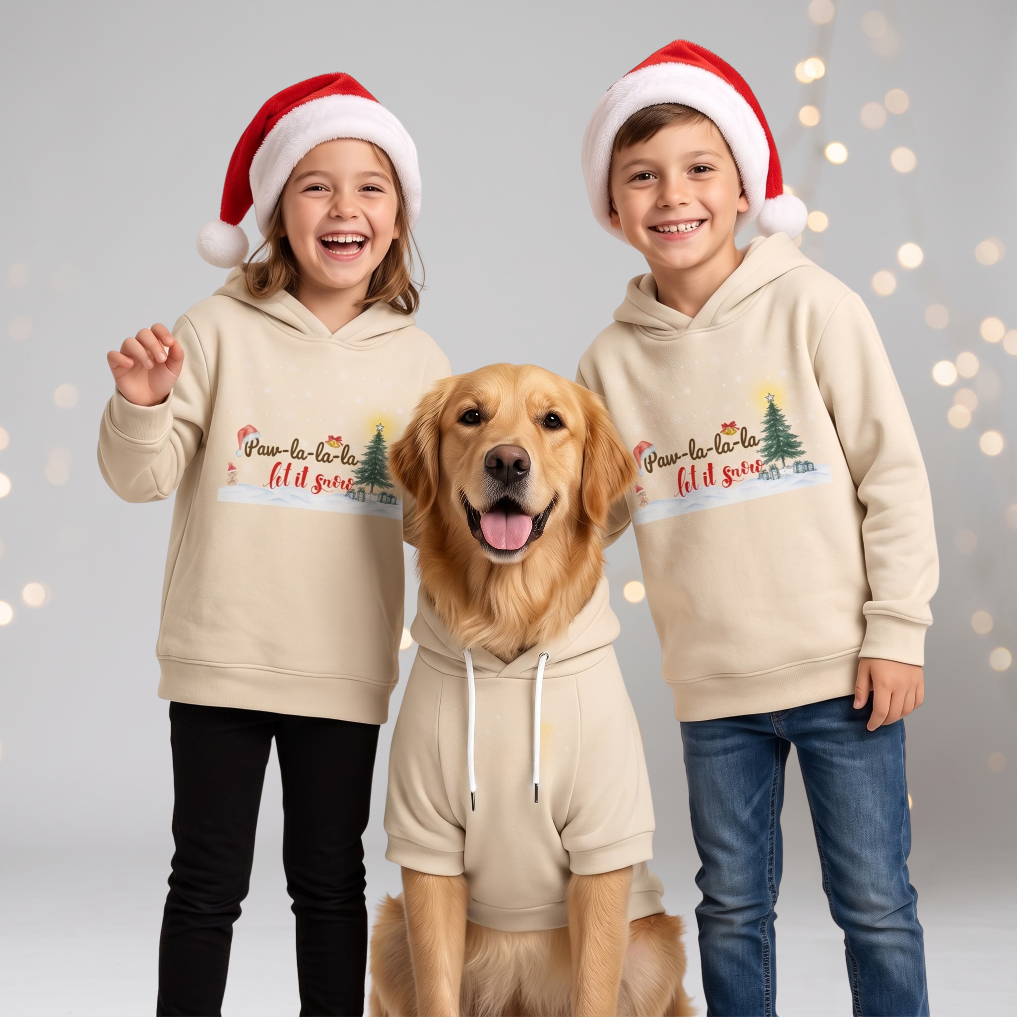 Cream Hoodie Set| Kids & Pet
