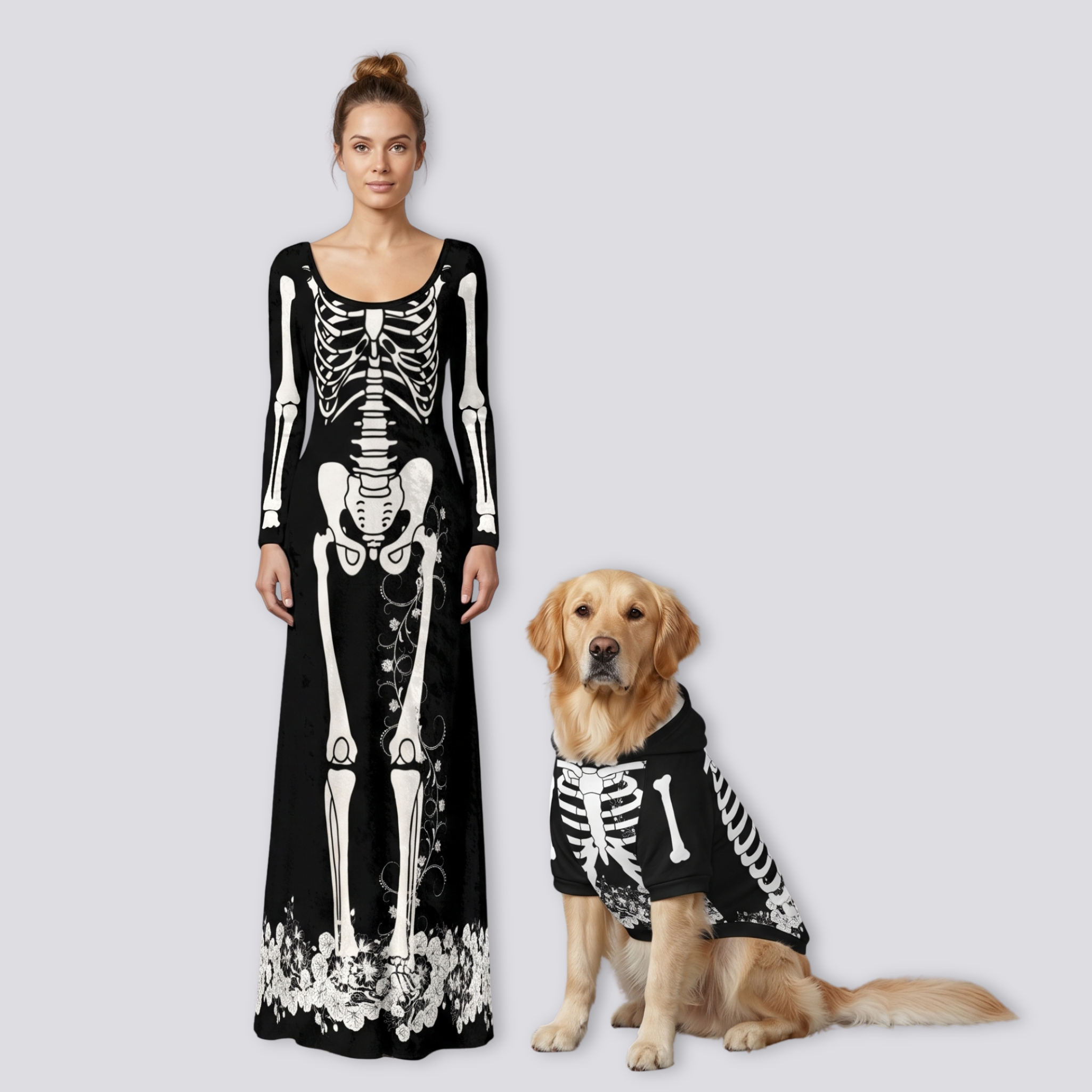 Skeleton Dress and Pet Hoodie