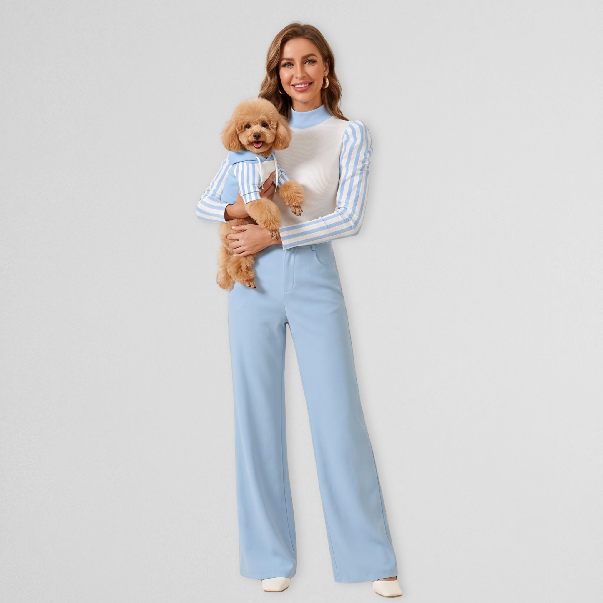 Blue Striped Bodysuit & Pet Hoodie