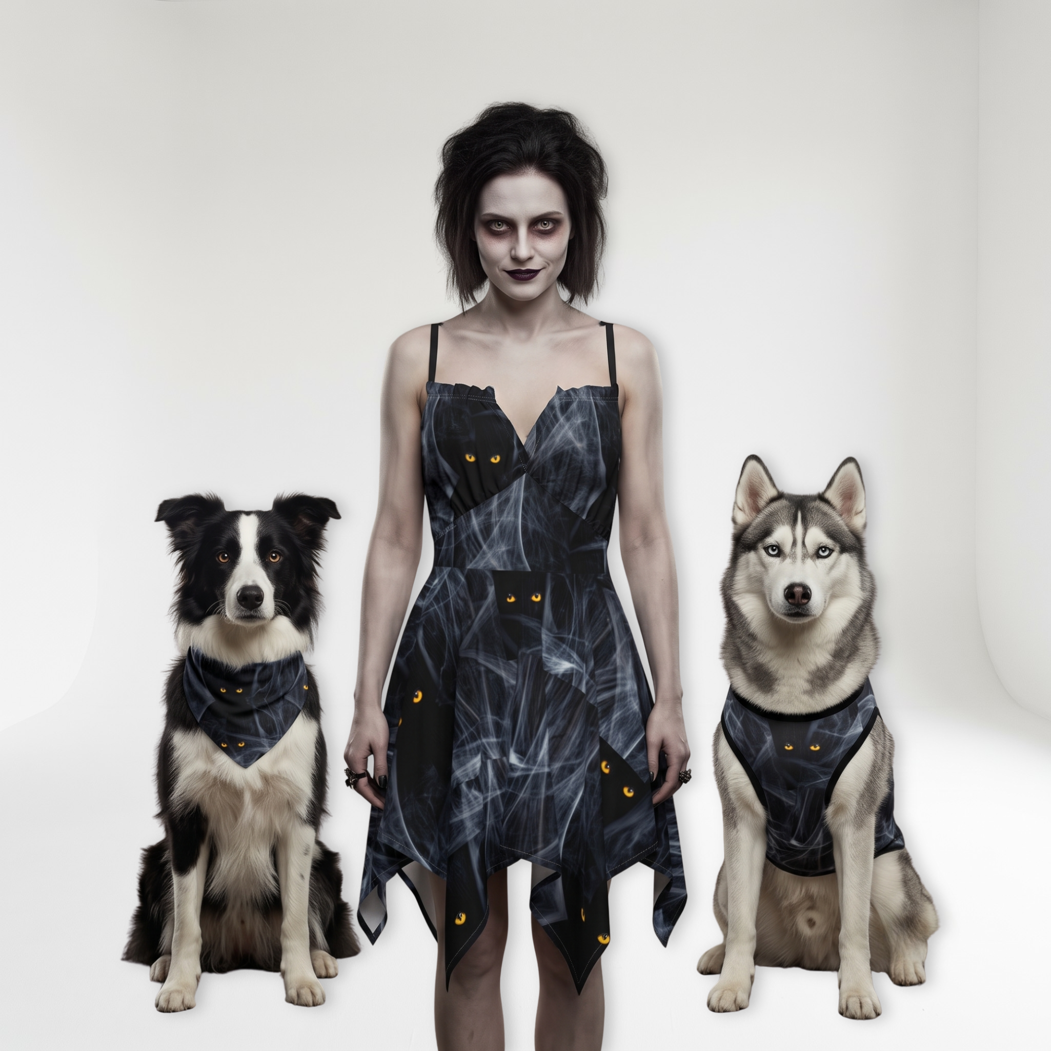 Cat eye Women's Dress, Pet Bandana and Tank
