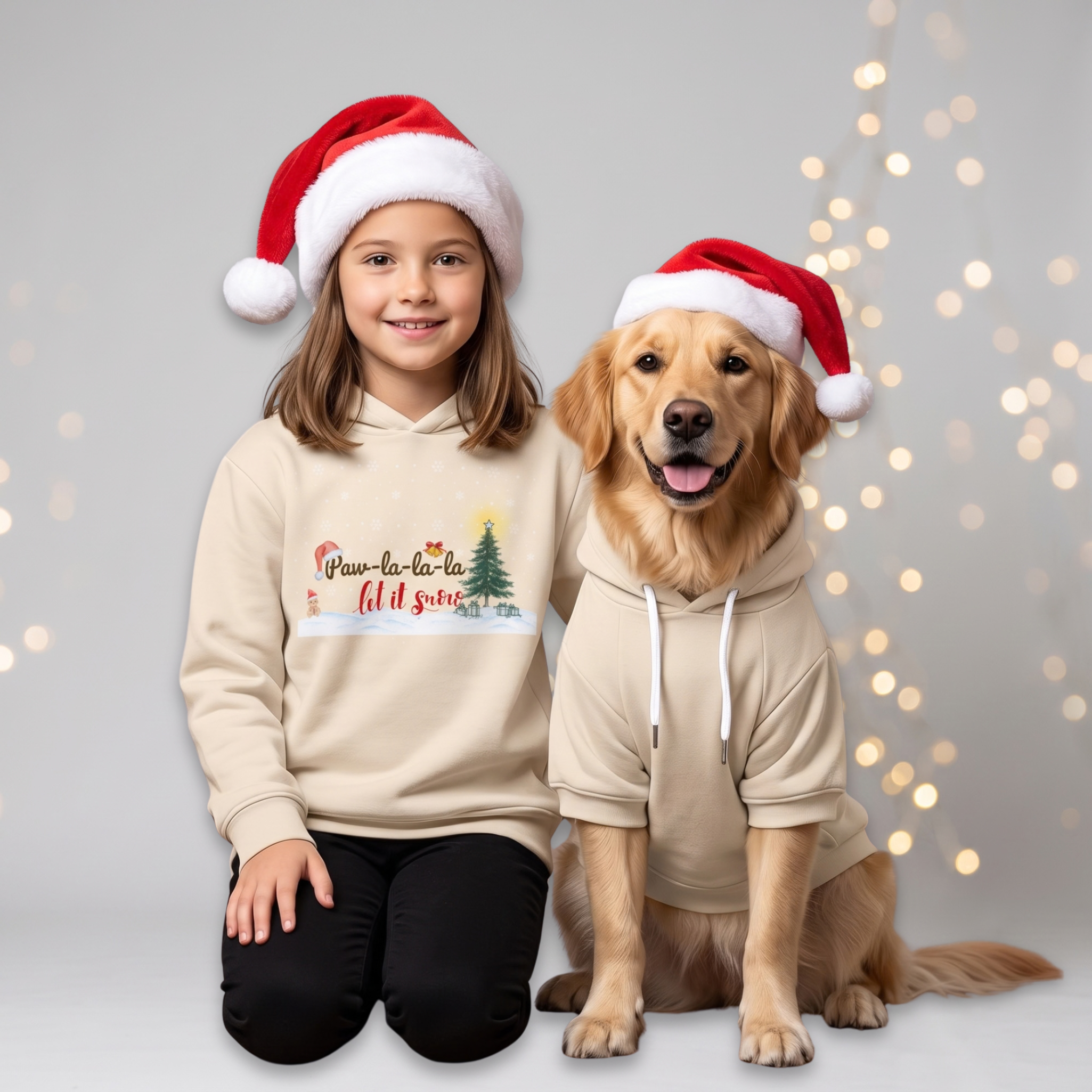 Cream Hoodie Set| Kids & Pet