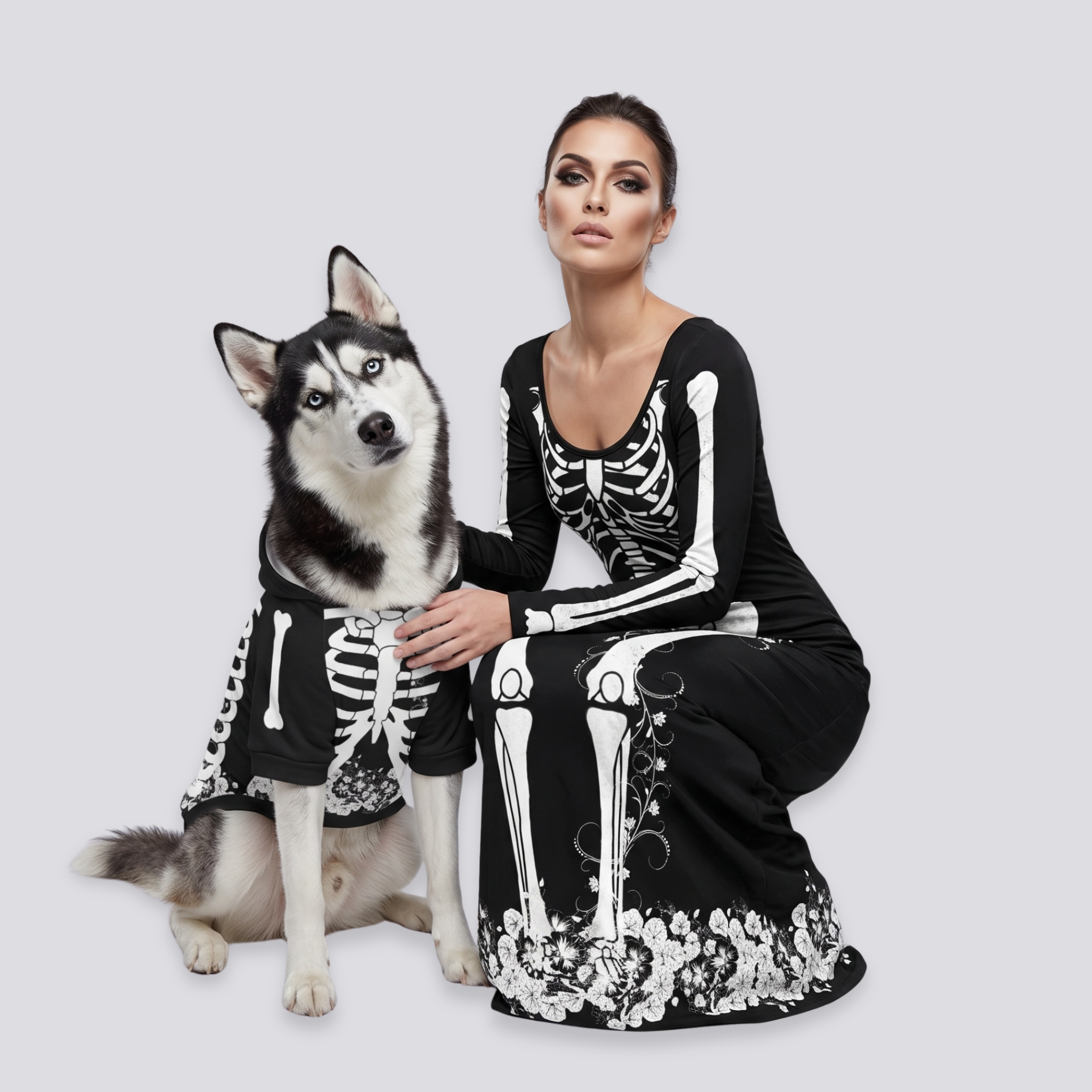 Skeleton Dress and Pet Hoodie
