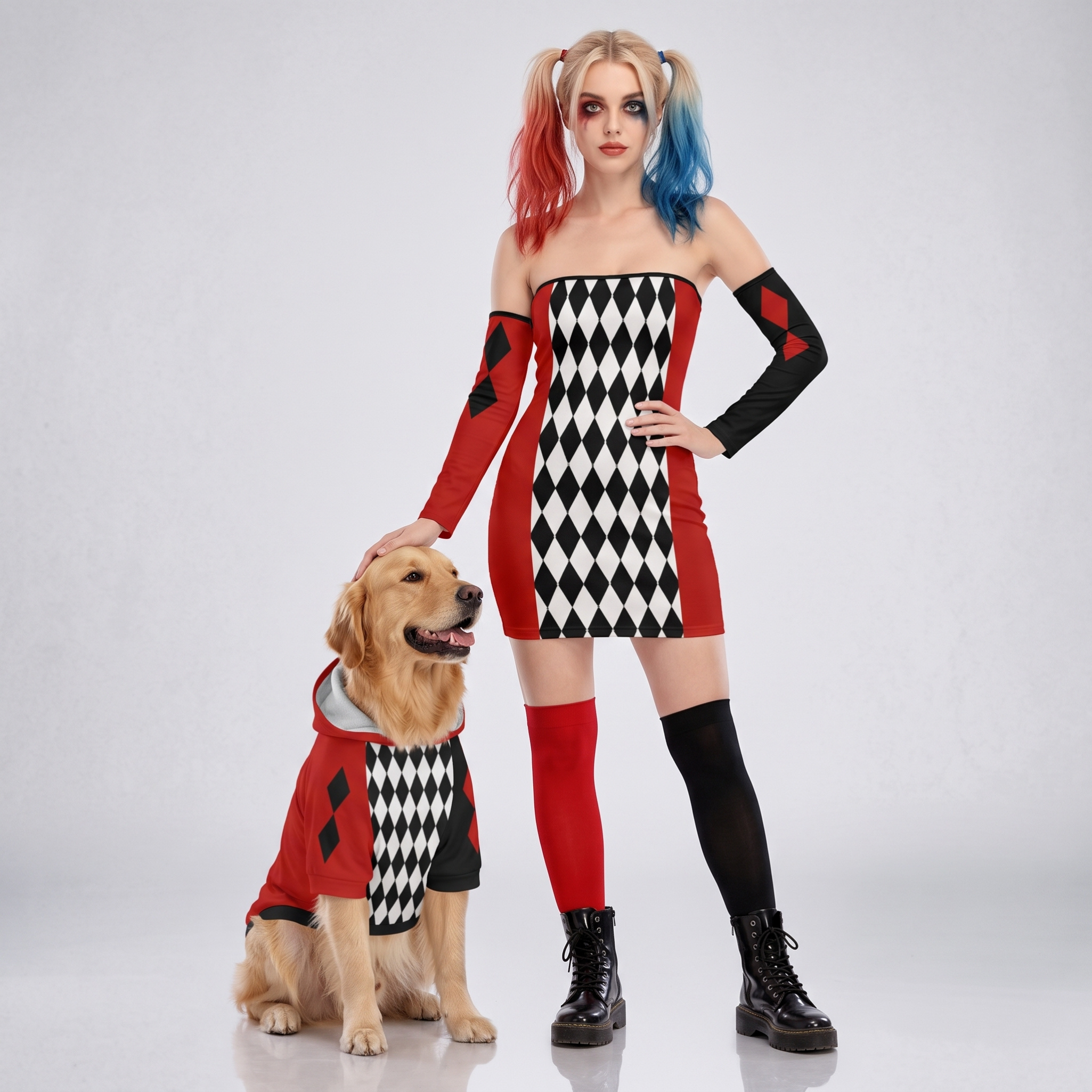 Harlequin Jester Dress & Pet Hoodie