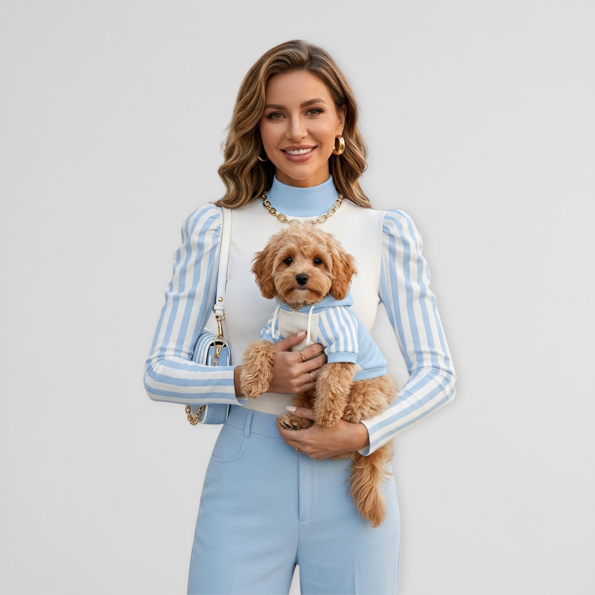 Blue Striped Bodysuit & Pet Hoodie