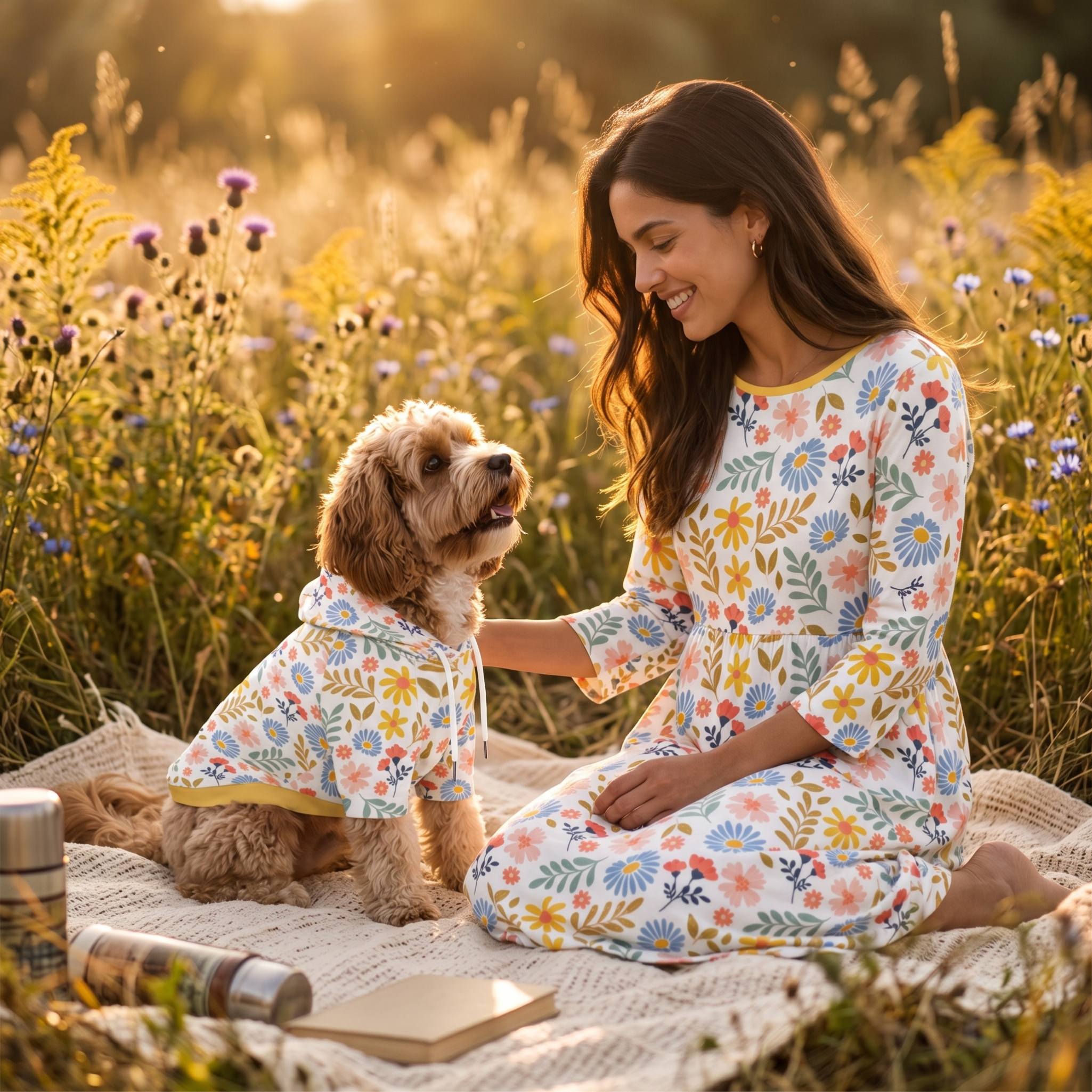 Boho Floral Dress & Pet Hoodie