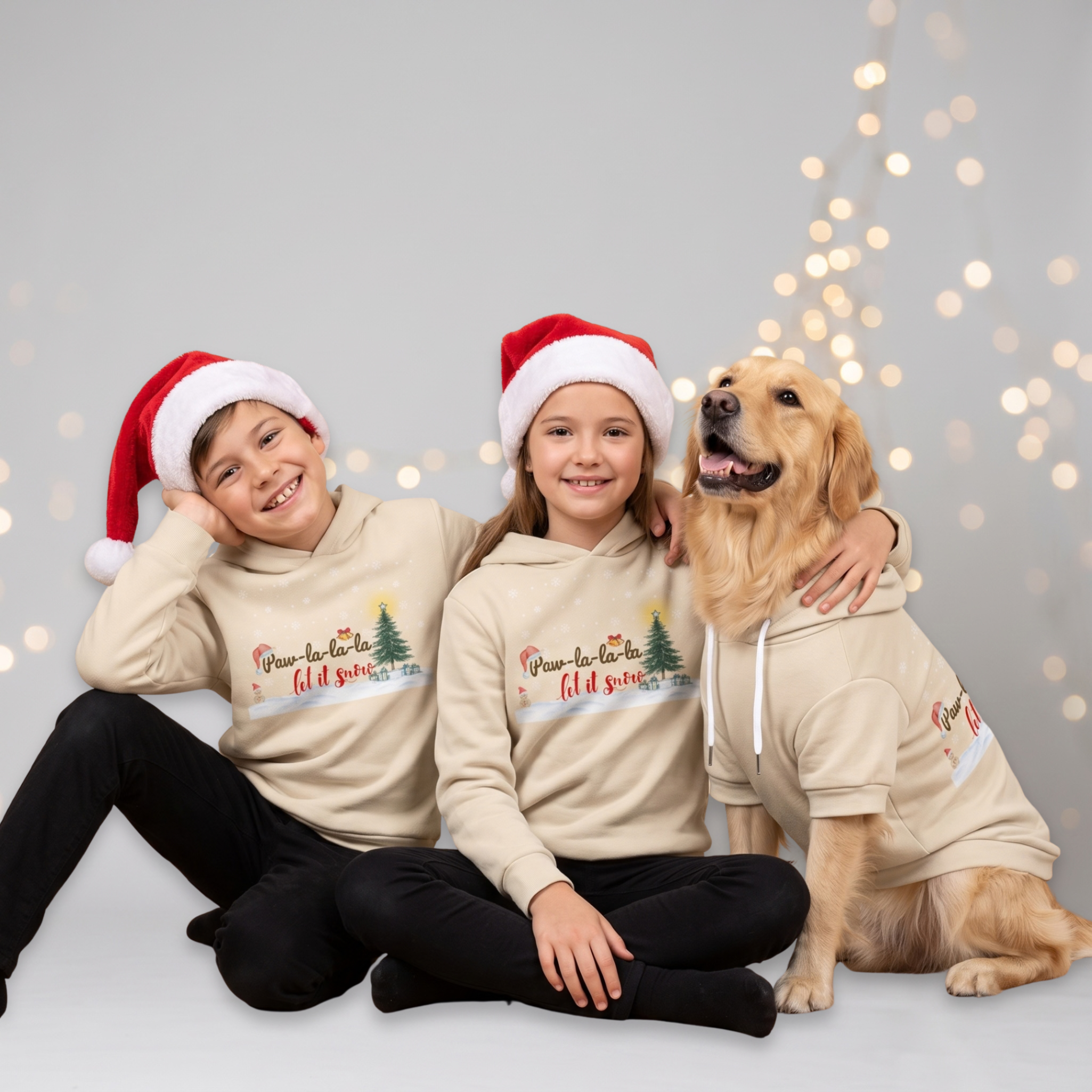 Cream Hoodie Set| Kids & Pet