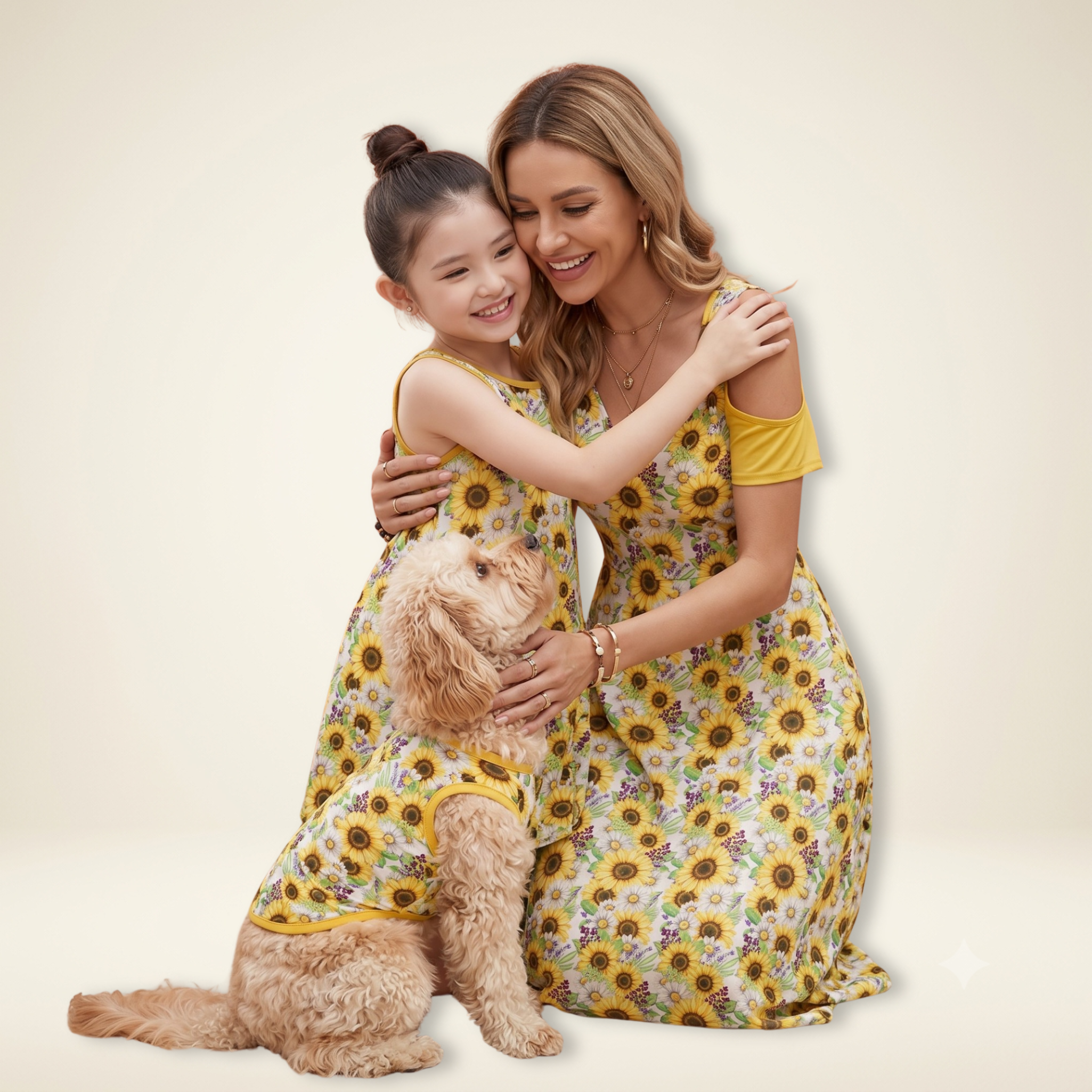 Sunflower Women's & Kid's Dresses with Dog Tank