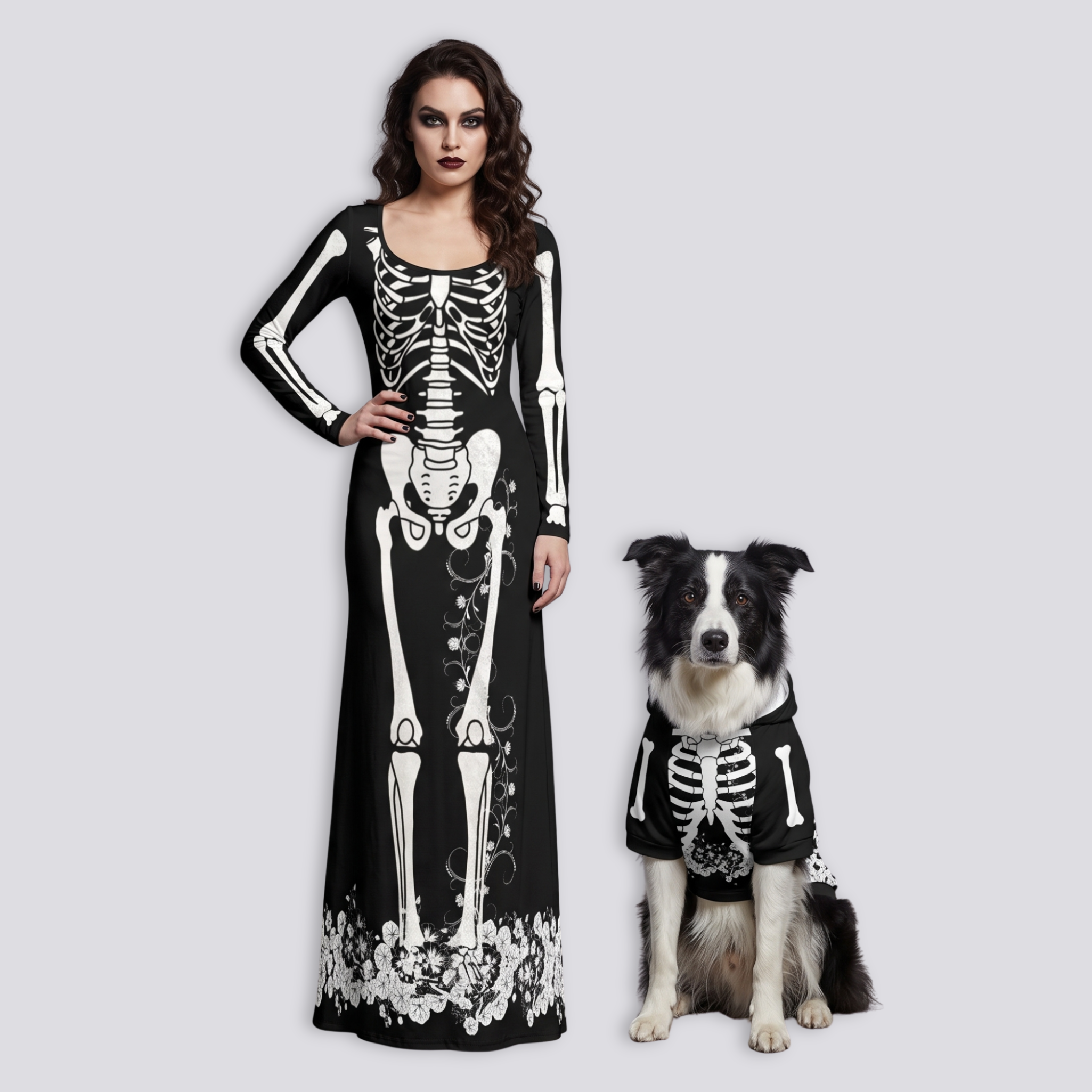Skeleton Dress and Pet Hoodie