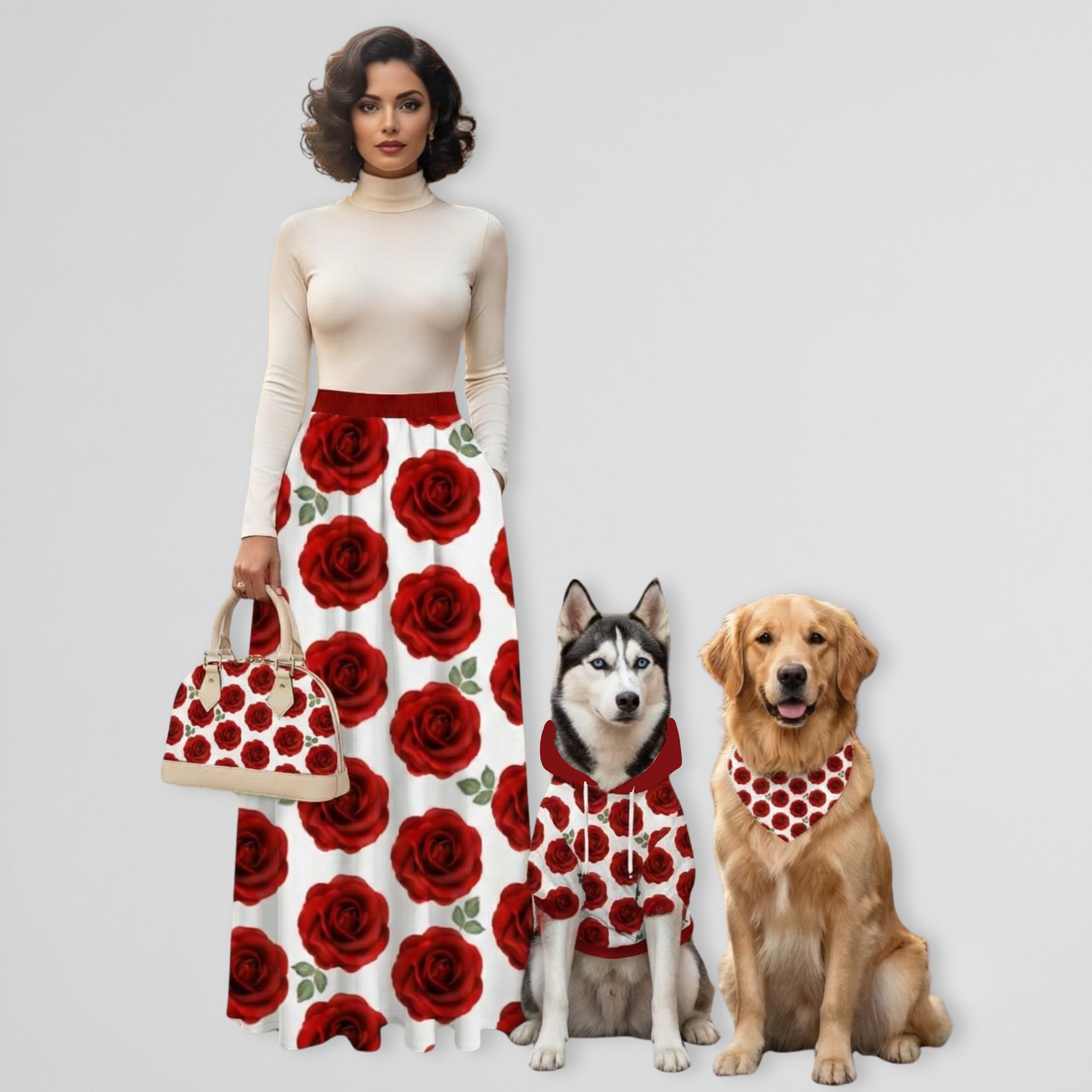 Red Rose Women's Skirt & Pet Outfits