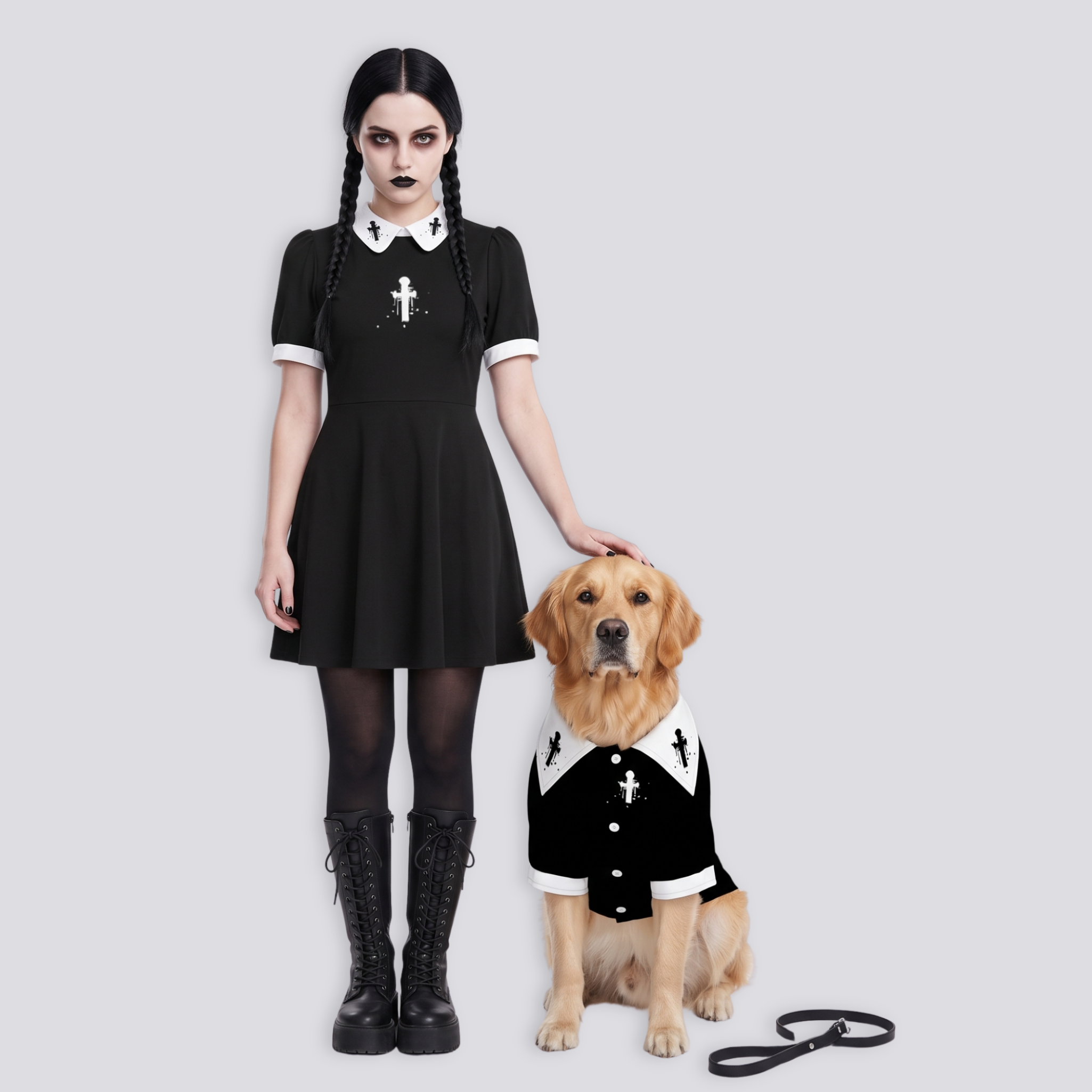 Women's Collar Dress and Pet Shirt
