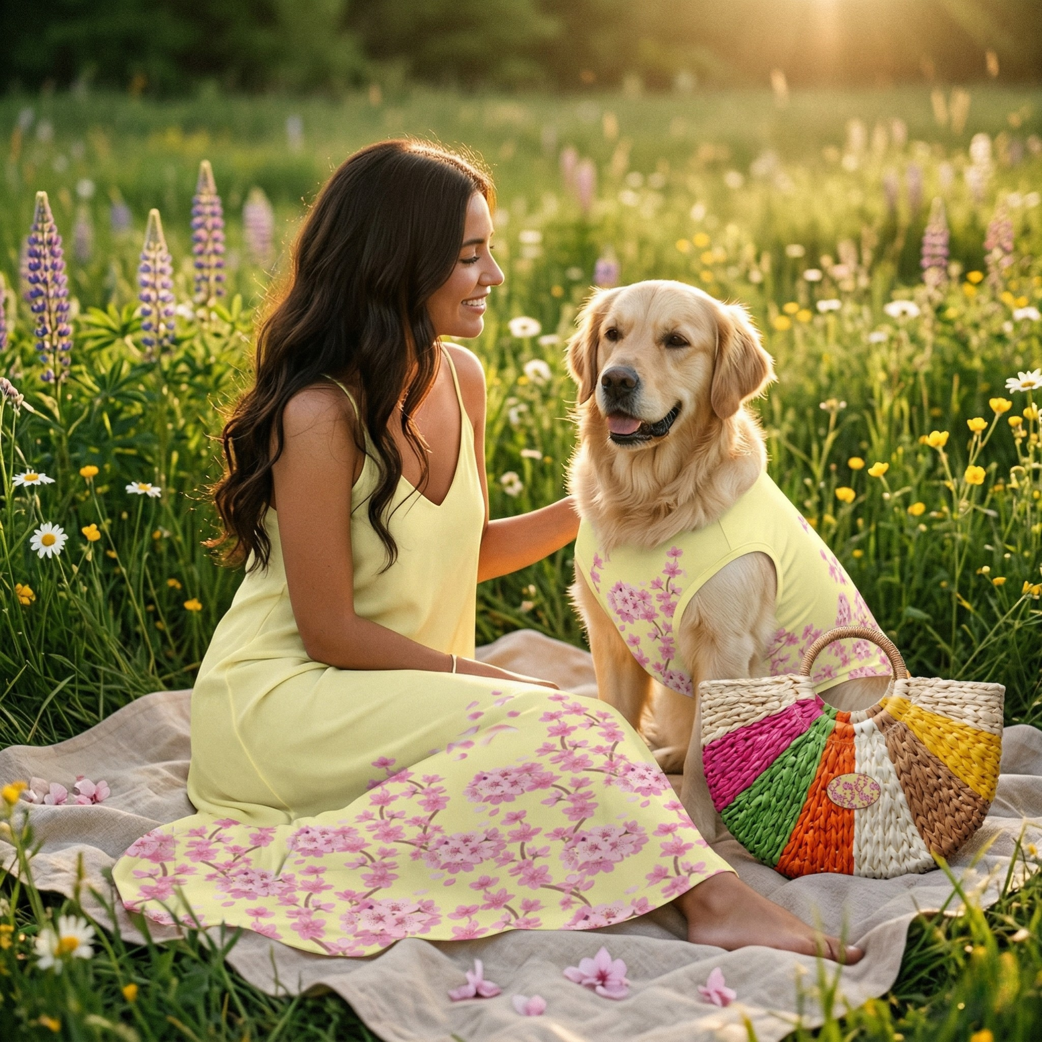 Yellow Floral Maxi Dress & Pet Tank