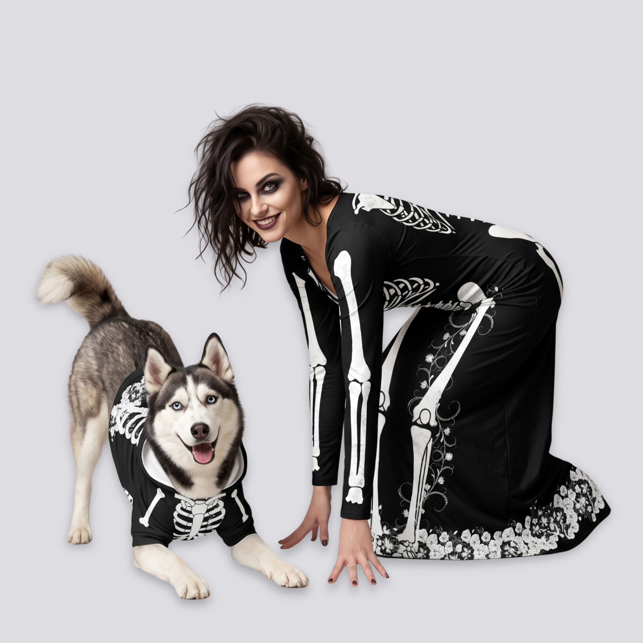 Skeleton Dress and Pet Hoodie