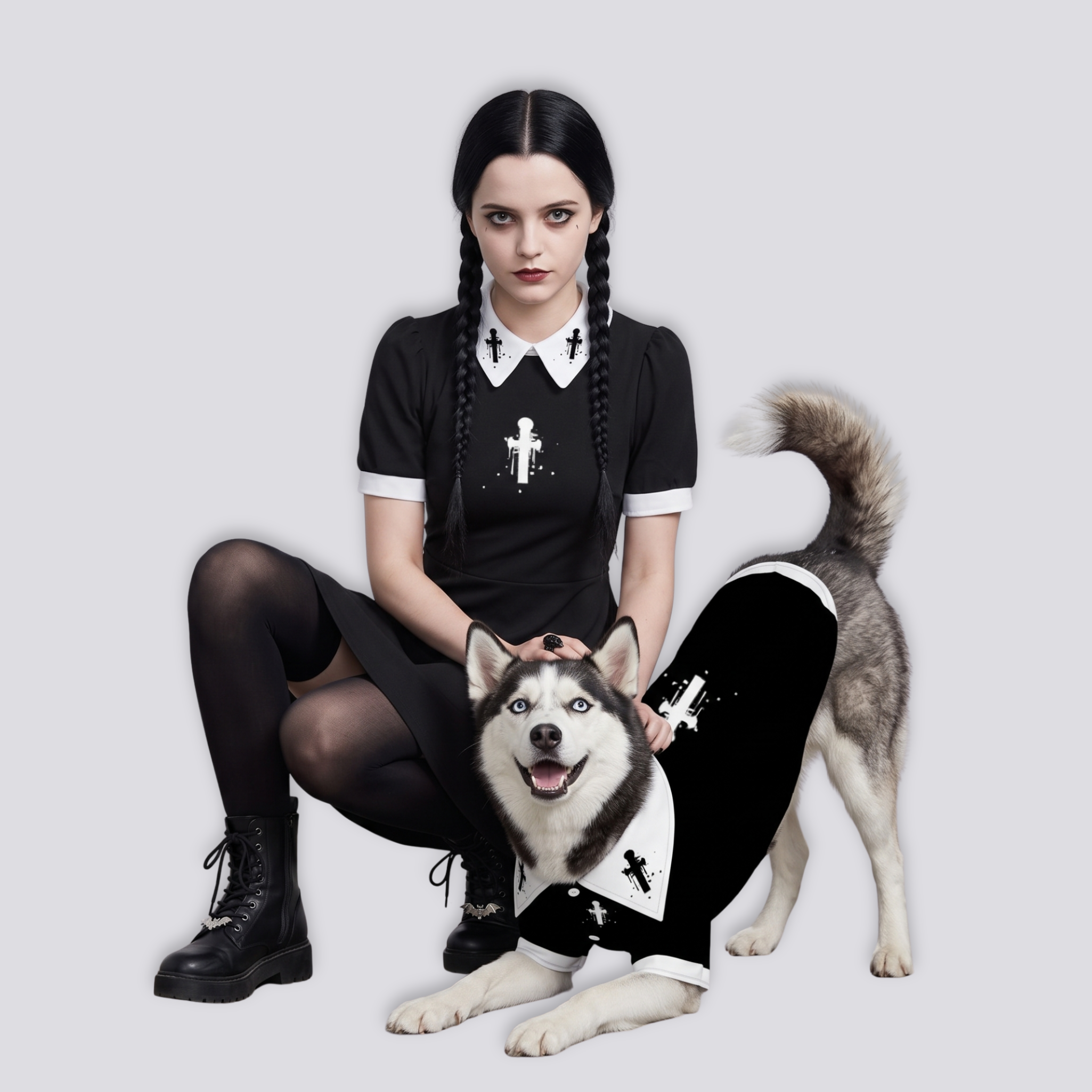 Women's Collar Dress and Pet Shirt