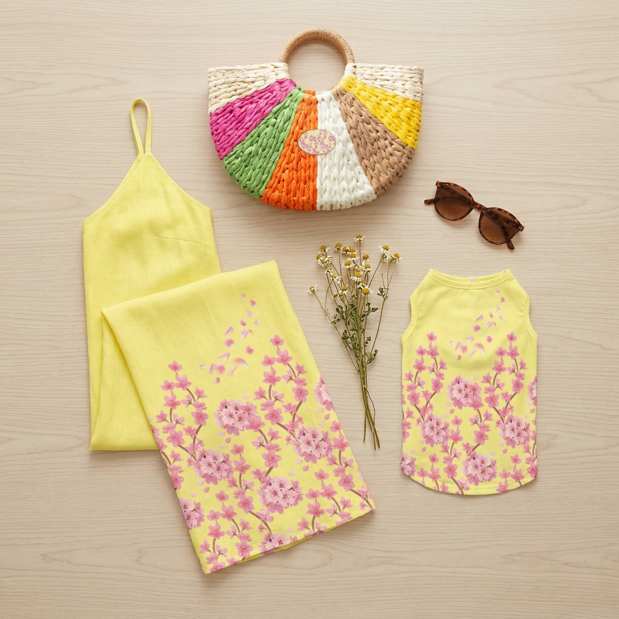 Yellow Floral Maxi Dress & Pet Tank