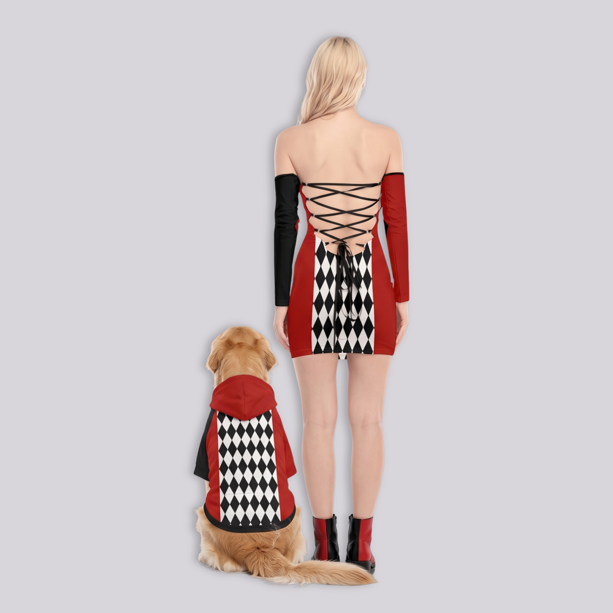 Harlequin Jester Dress & Pet Hoodie