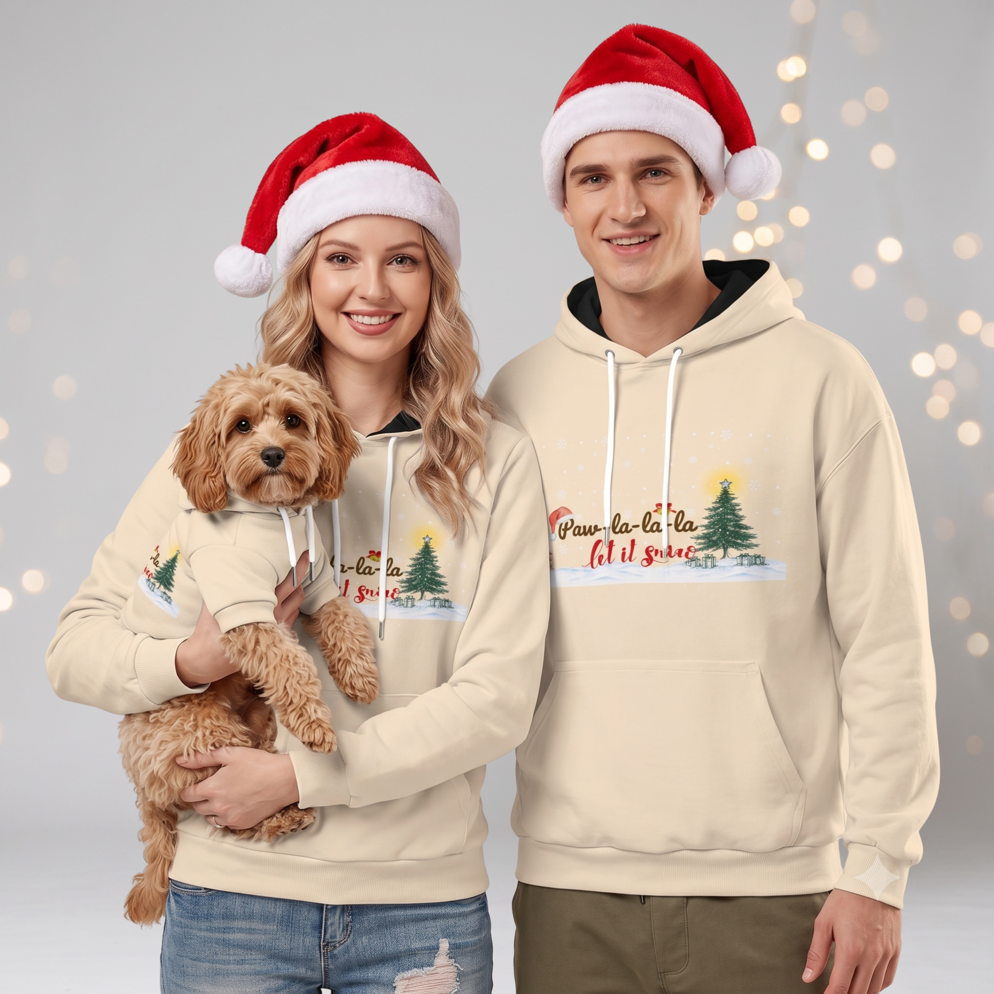 Cream Hoodie Set| Adults & Pet