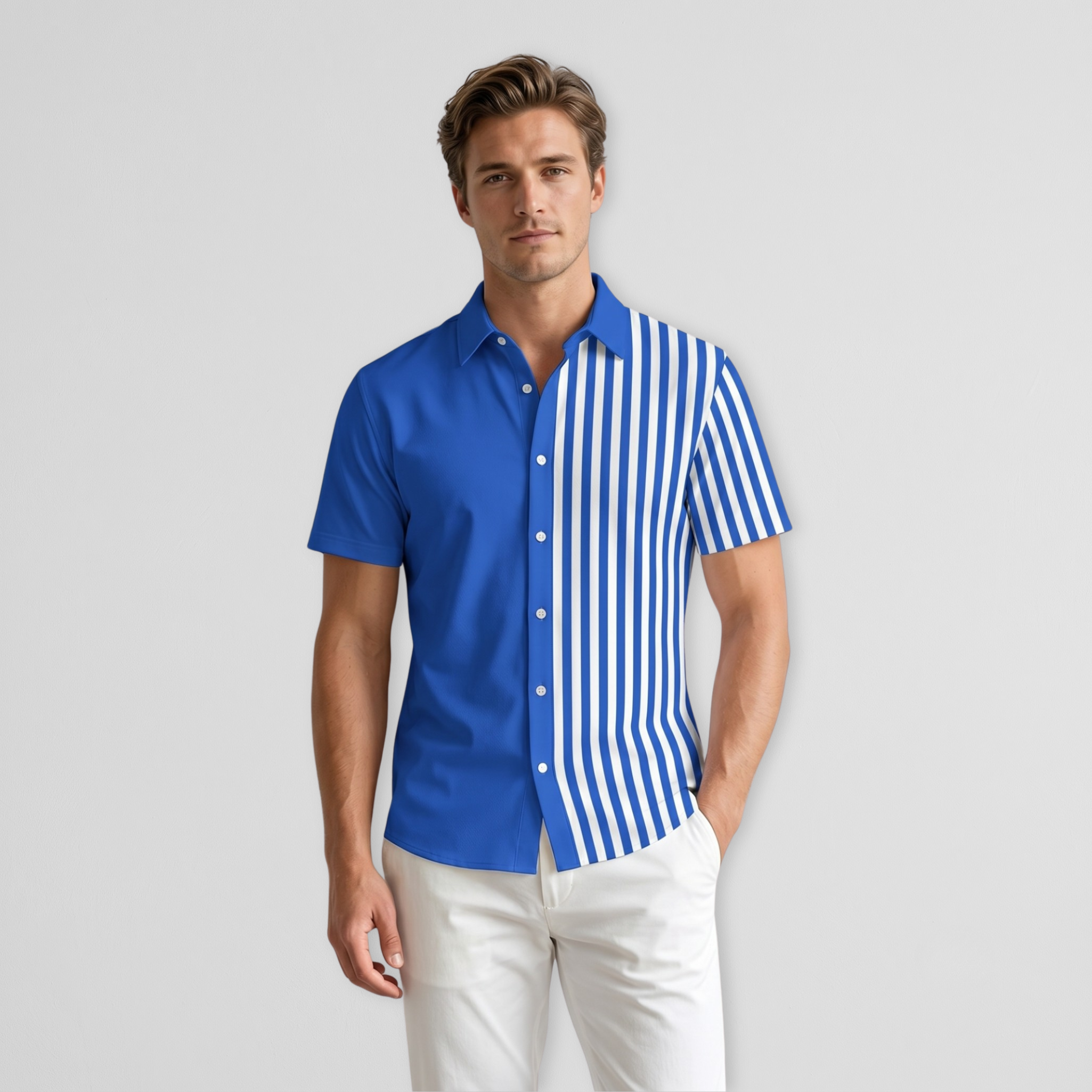 Blue Striped Set & Pet Shirt