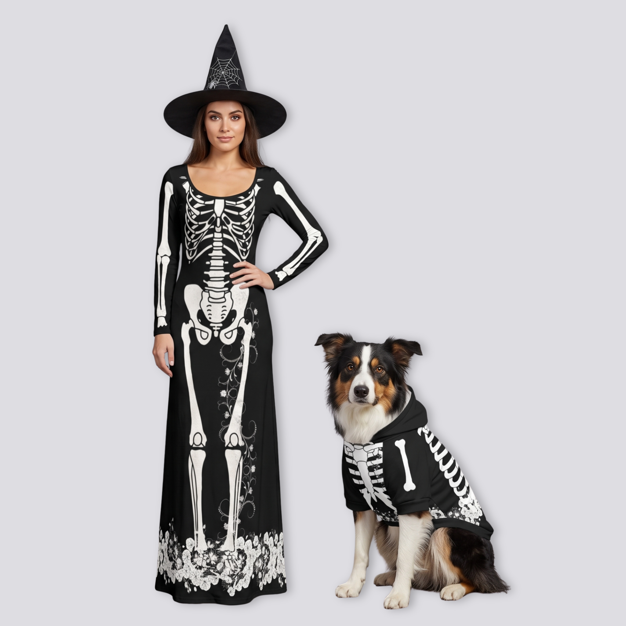 Skeleton Dress and Pet Hoodie