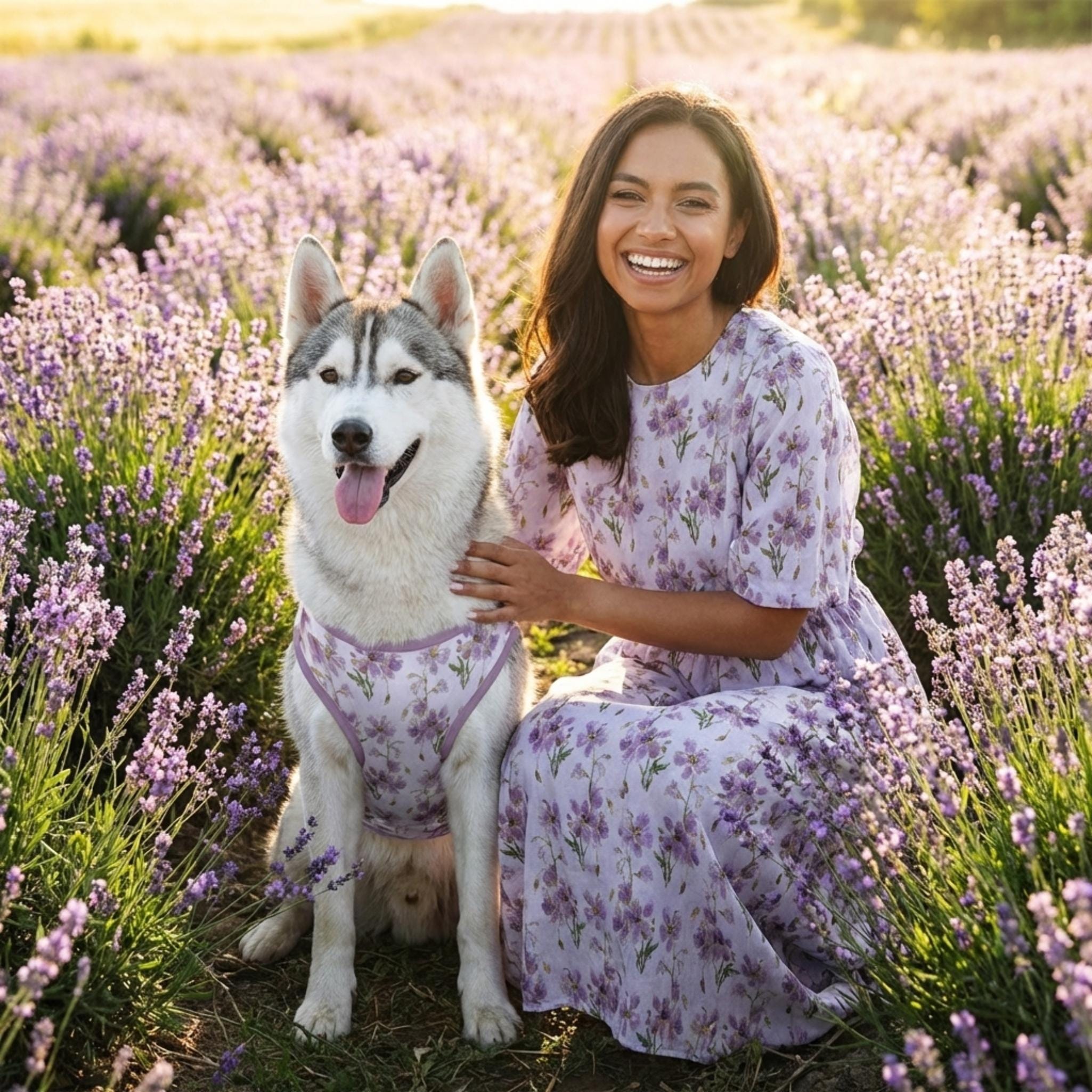 Lavender Women & Kid's Dresses with Dog Tank
