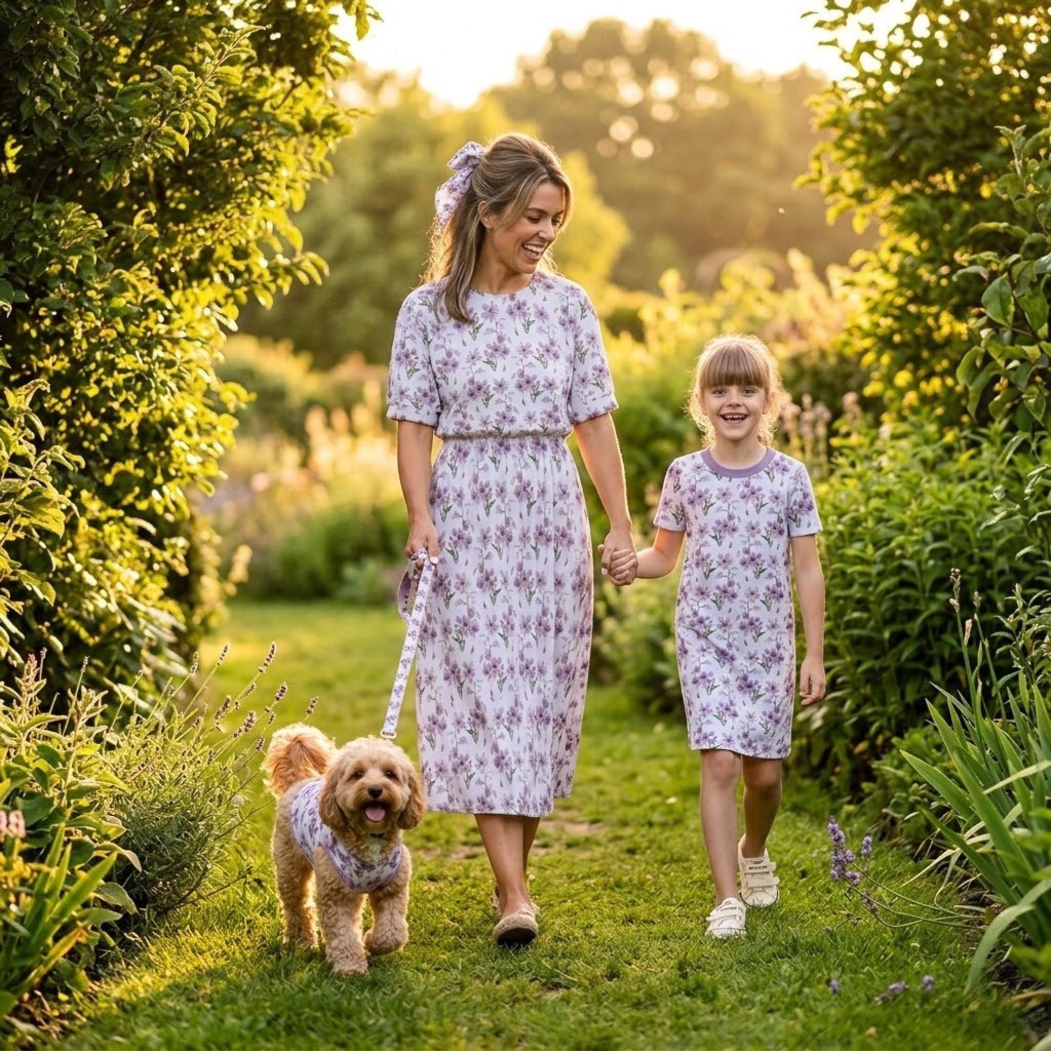 Lavender Women & Kid's Dresses with Dog Tank