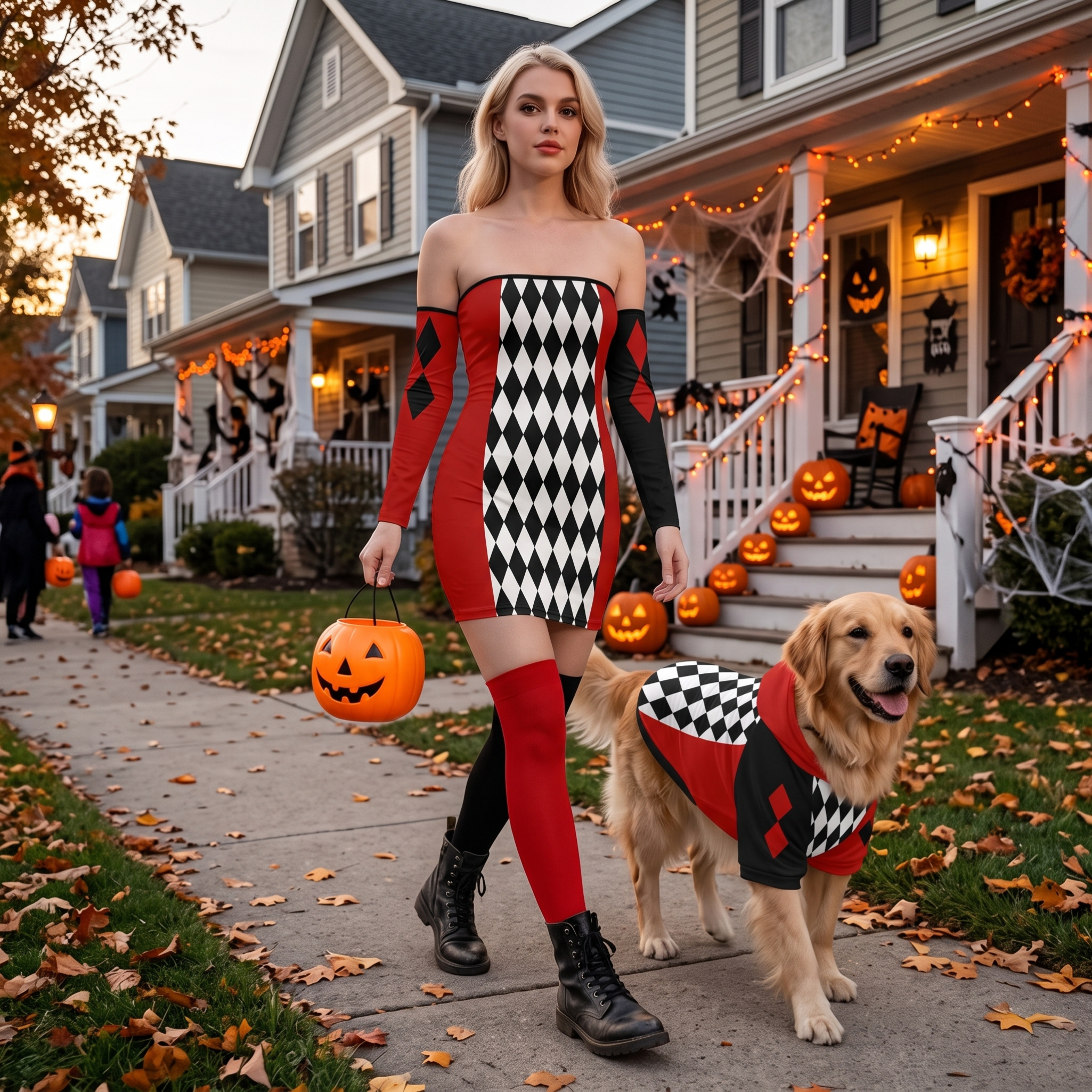 Harlequin Jester Dress & Pet Hoodie