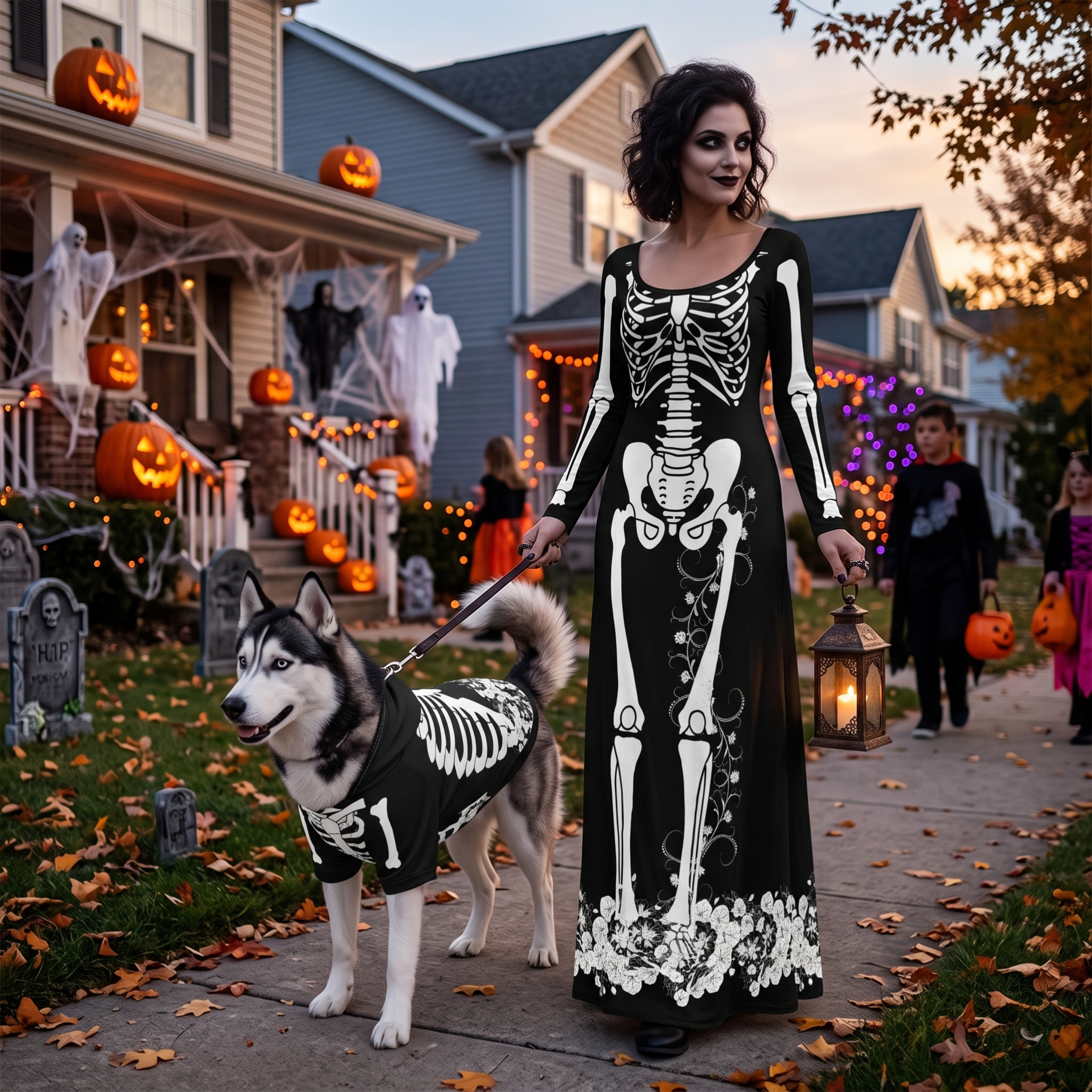 Skeleton Dress and Pet Hoodie