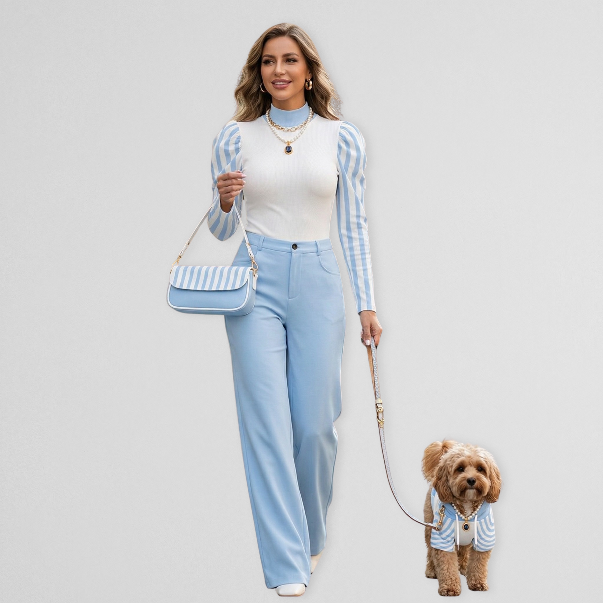 Blue Striped Bodysuit & Pet Hoodie