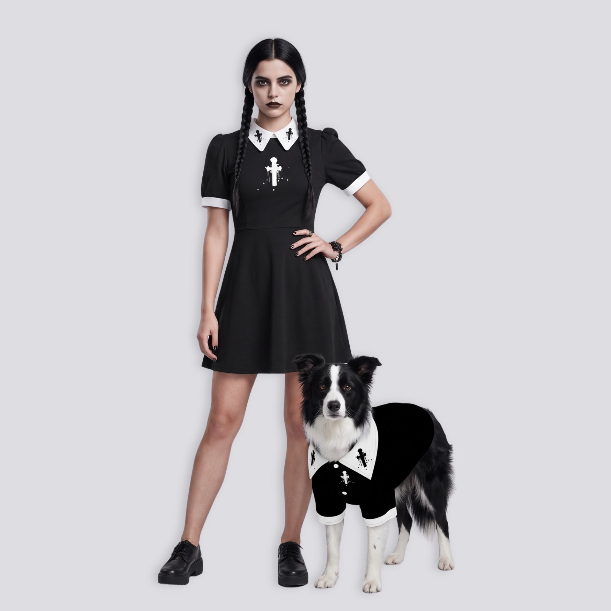 Women's Collar Dress and Pet Shirt